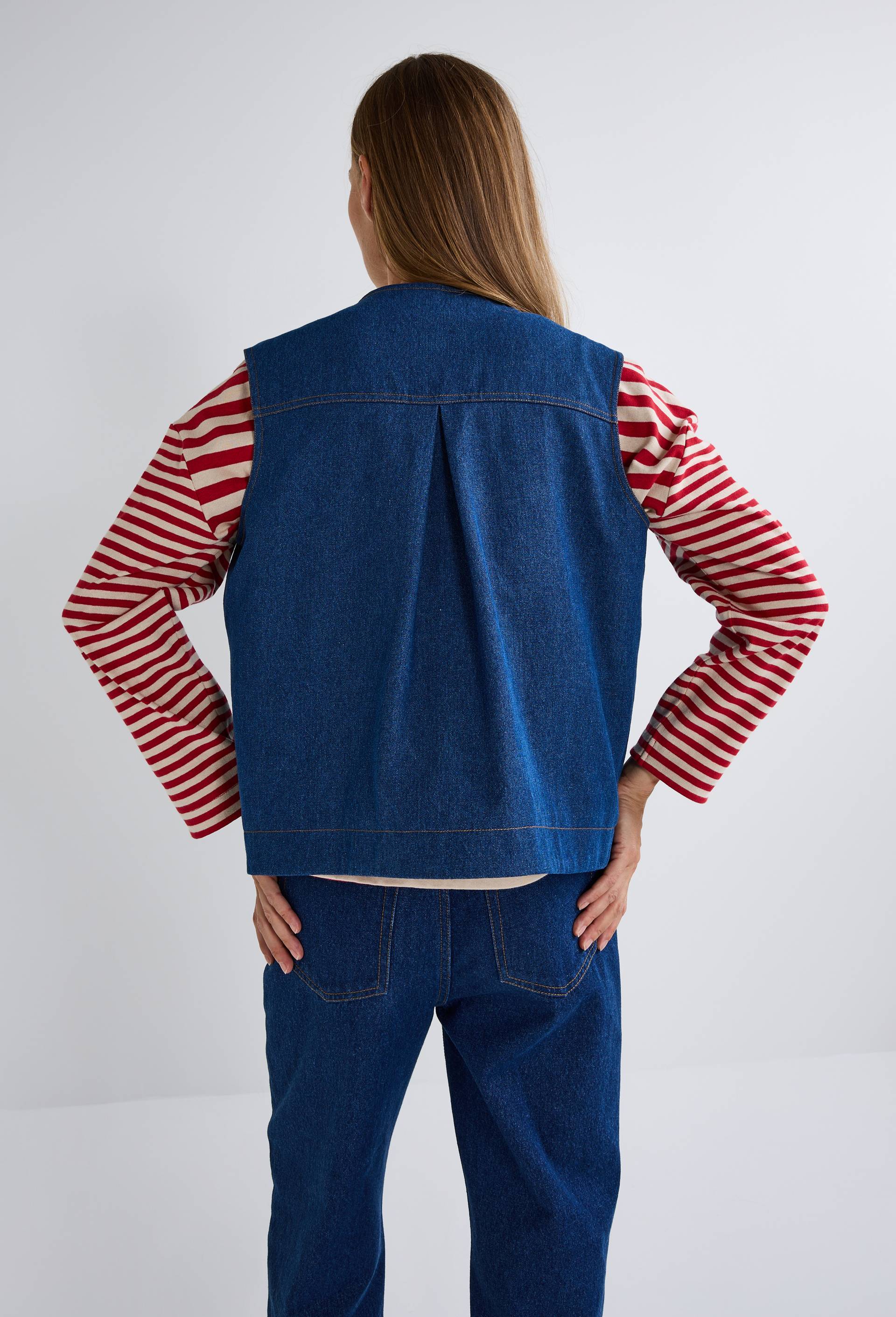 Veste sans manches en denim, Bleu fonc&eacute;, large image number 3