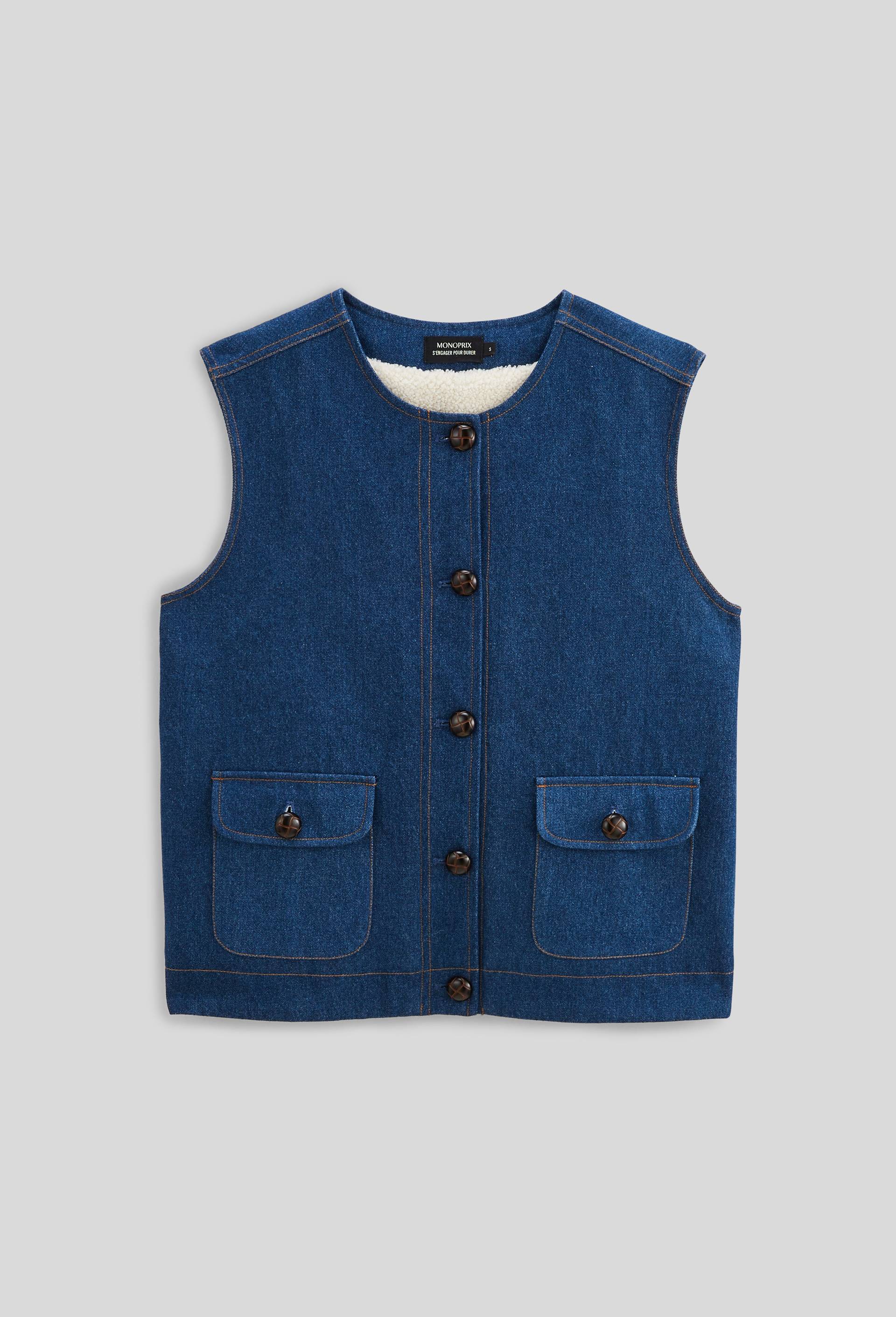 Veste sans manches en denim, Bleu fonc&eacute;, large image number 4