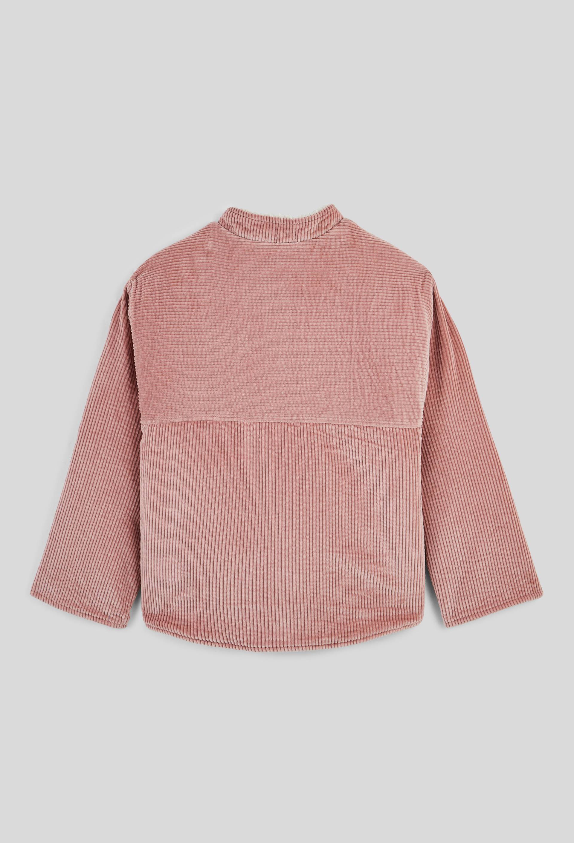 Veste en velours c&ocirc;tel&eacute;e doubl&eacute;e effet mouton, Rose, large image number 1