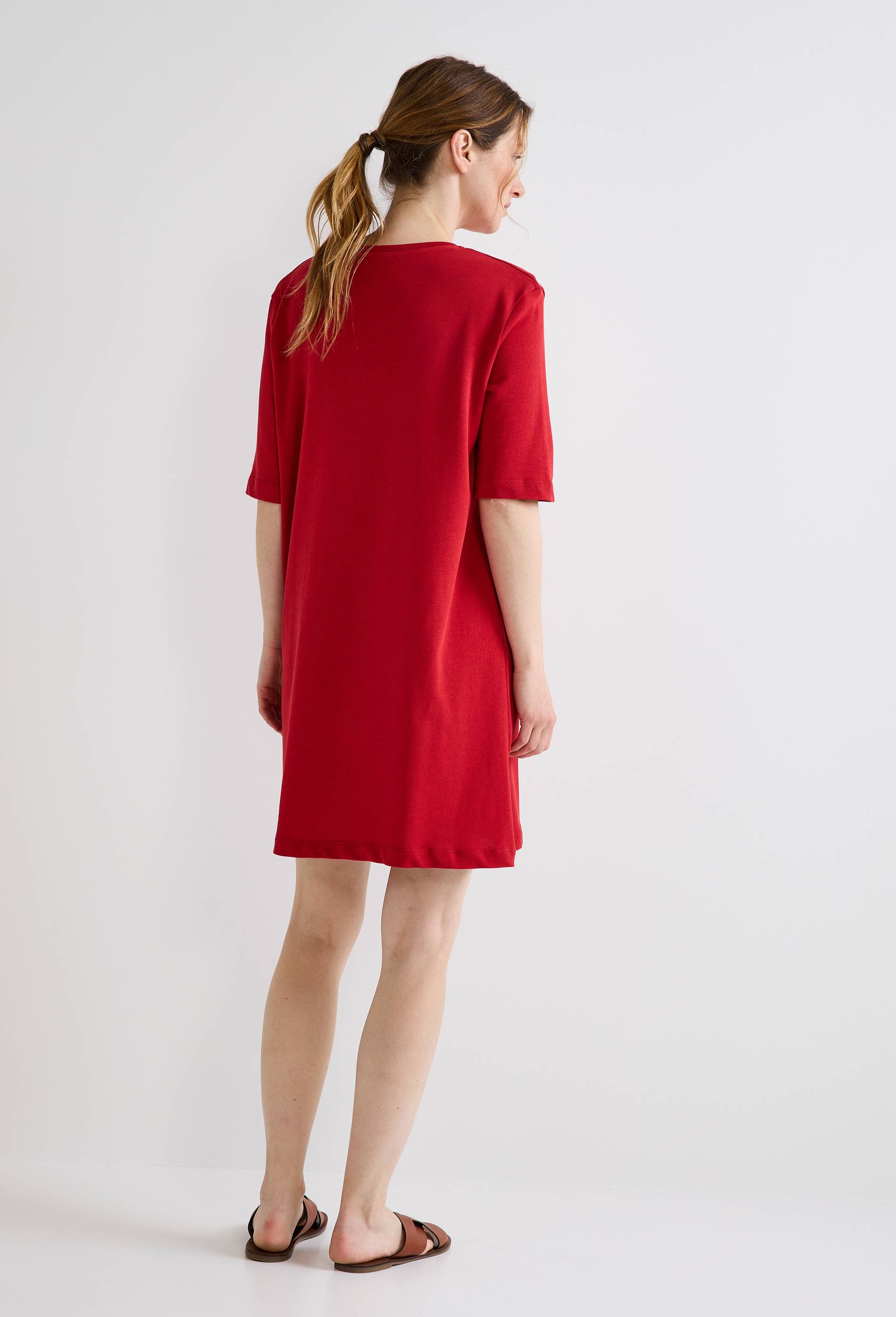 Robe t-shirt uni &agrave; manches courtes, Rouge, large image number 1