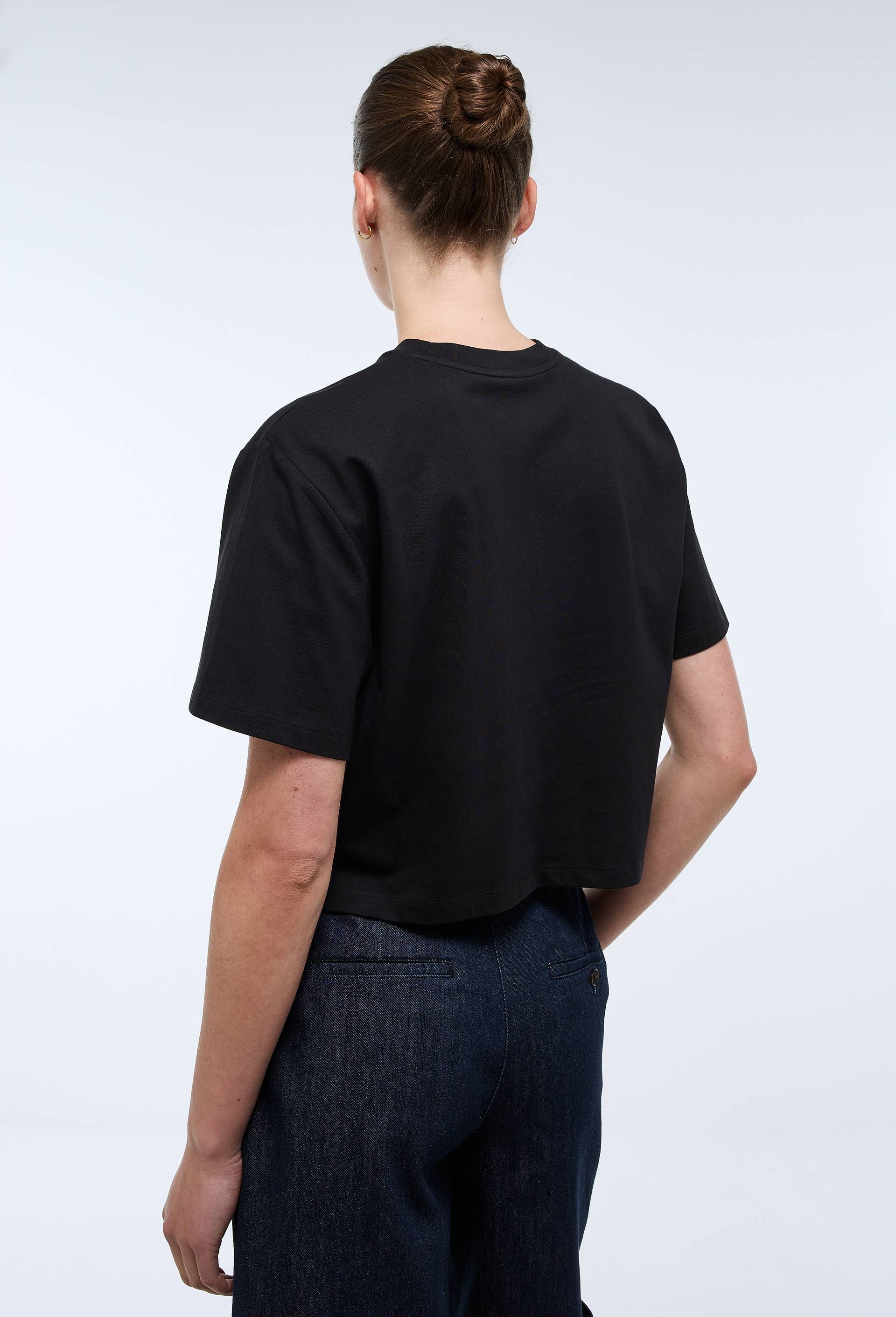 T-shirt court uni en coton BIO GOTS, Noir, large image number 1.0