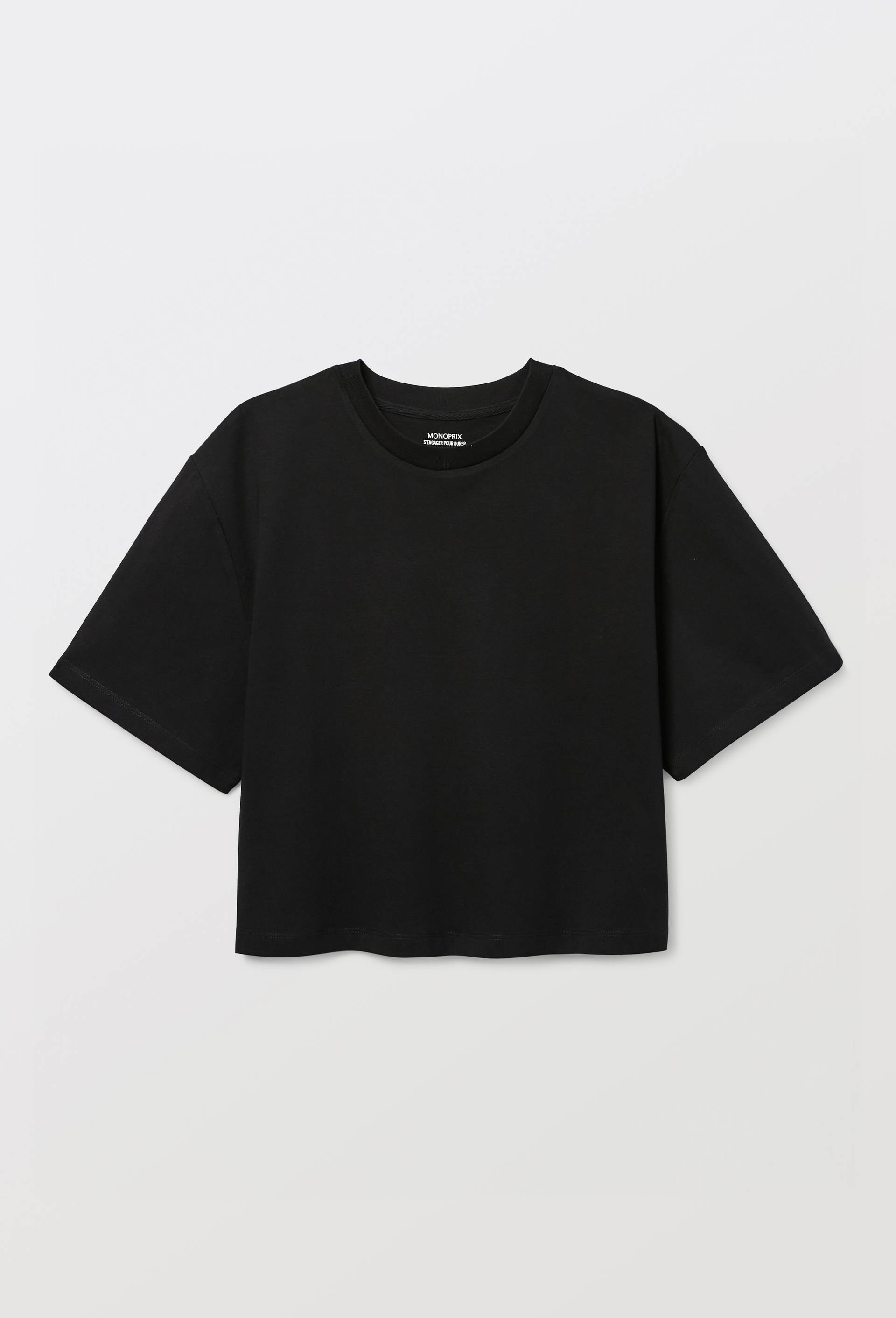 T-shirt court uni en coton BIO GOTS, Noir, large image number 2.0