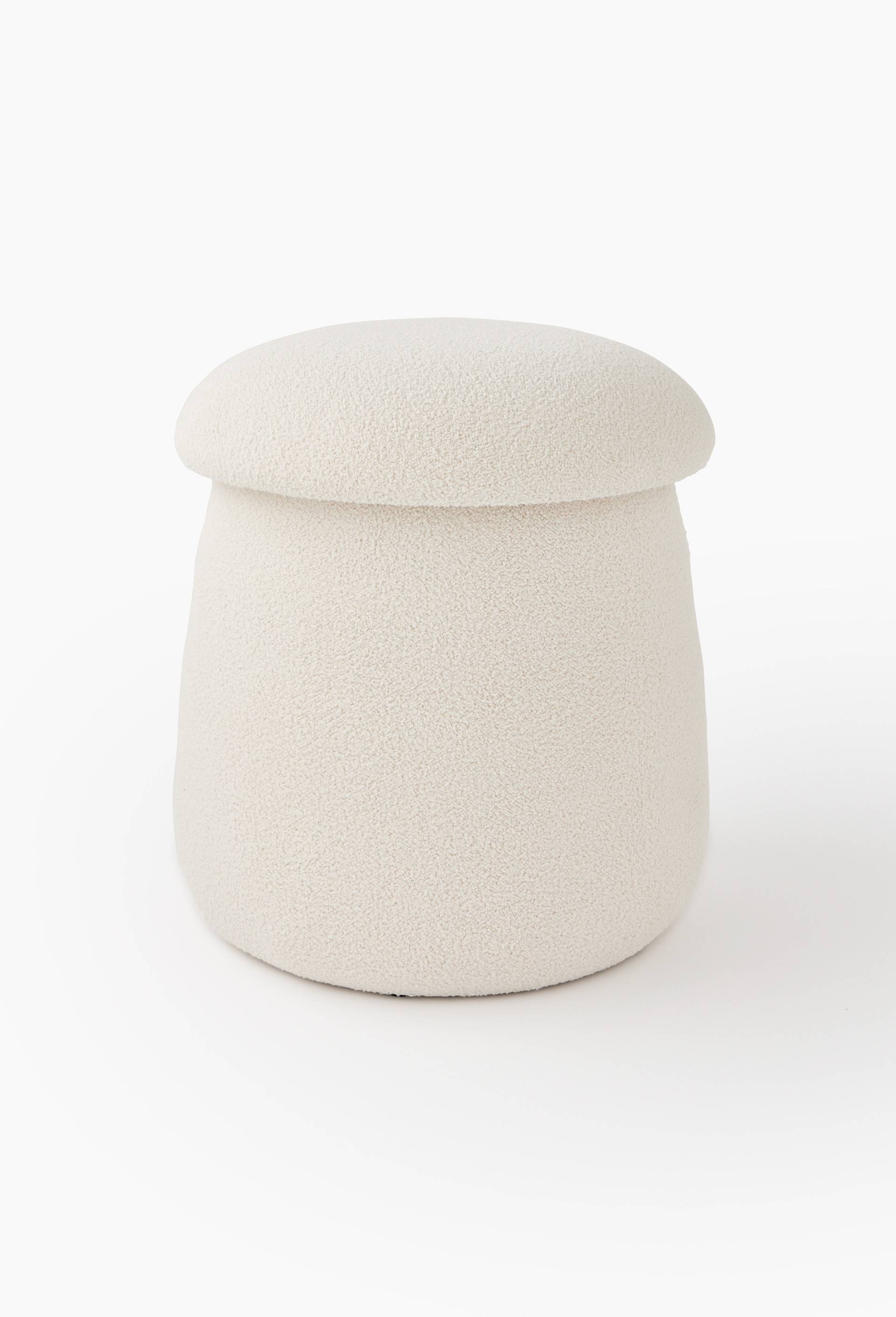 Coffre pouf de rangement en forme de champignon, 41x40cm, en bois BLANC MONOPRIX