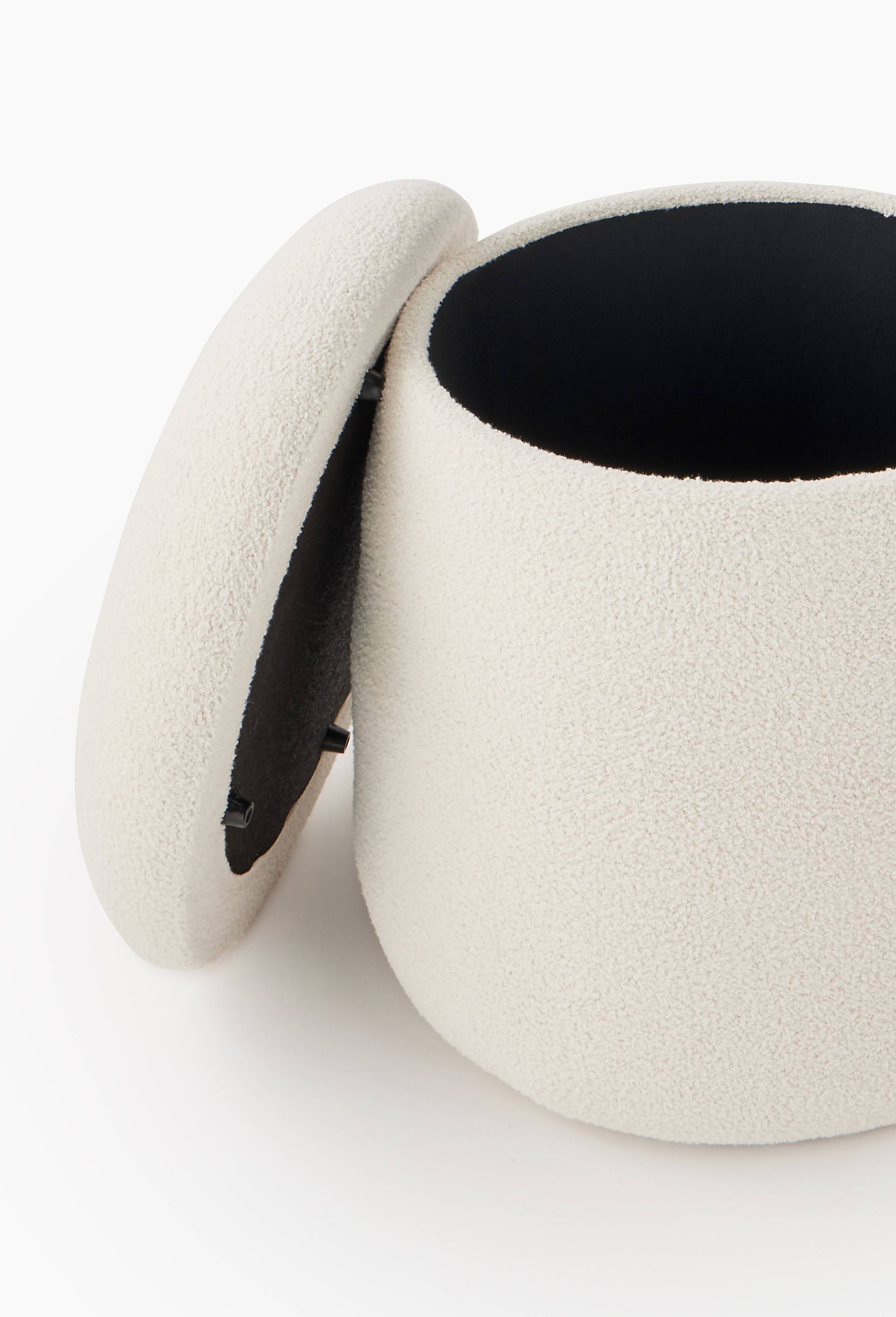 Coffre pouf de rangement en forme de champignon, 36x36x40cm, en bois, Blanc, large image number 1