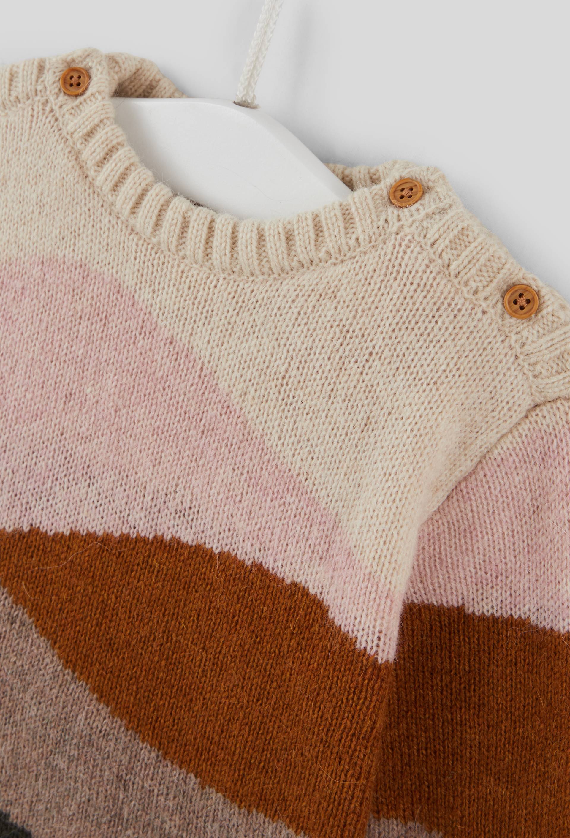 Pull manches longues col rond imprim&eacute;, certifi&eacute; OEKO-TEX, Beige clair, large image number 2