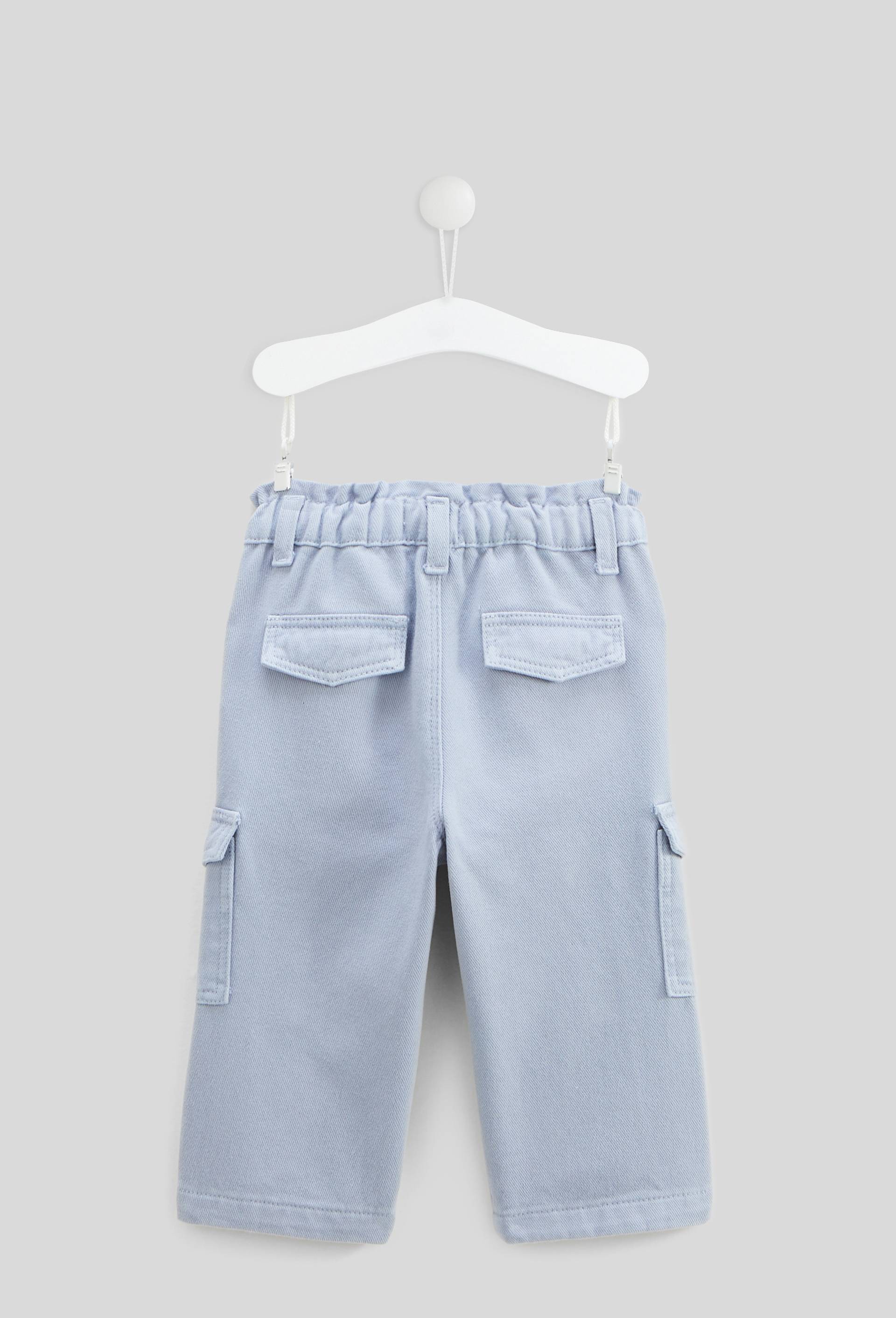 Pantalon uni en twill avec poches côté, certifié OEKO-TEX, Bleu, large image number 1