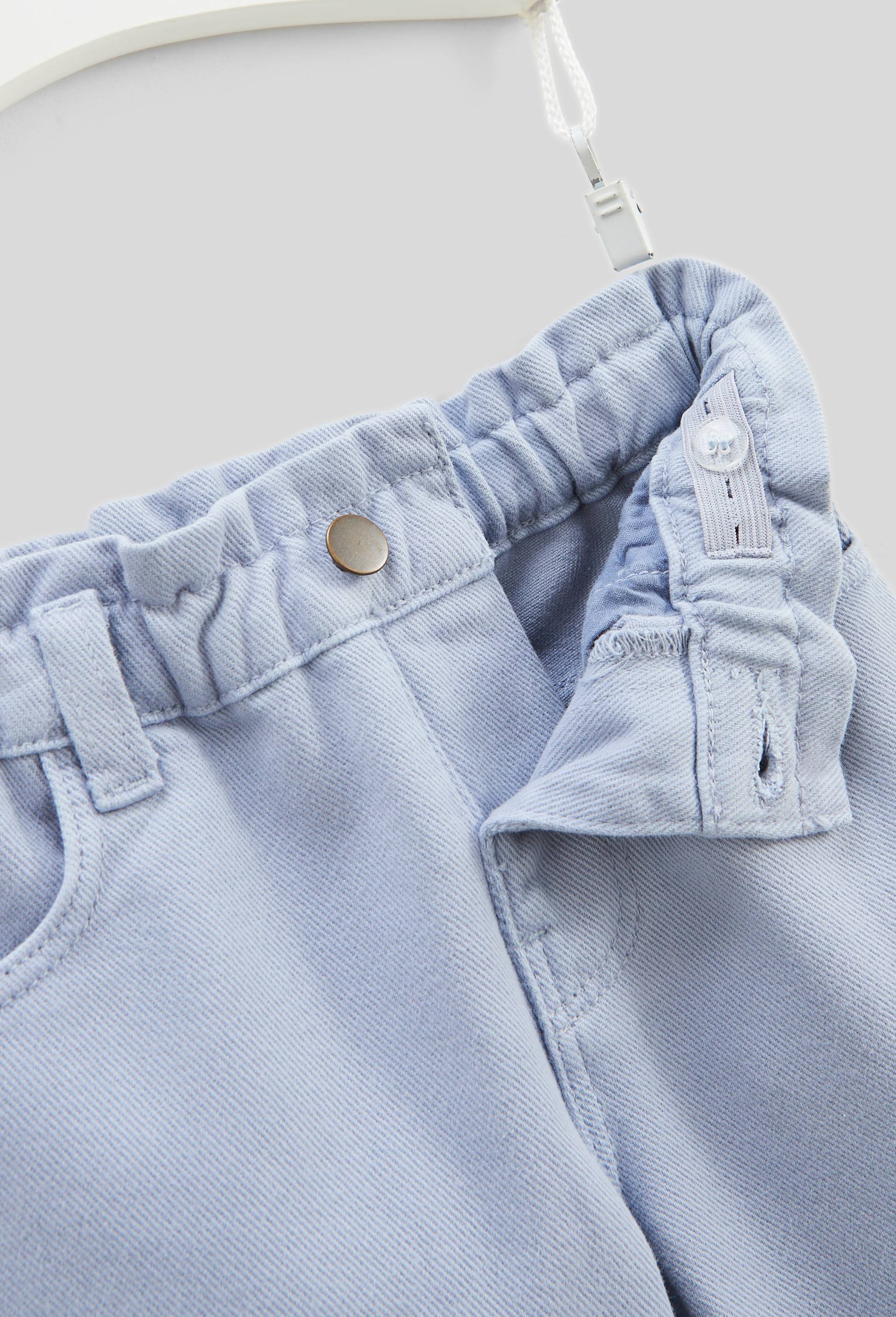 Pantalon uni en twill avec poches côté, certifié OEKO-TEX, Bleu, large image number 2