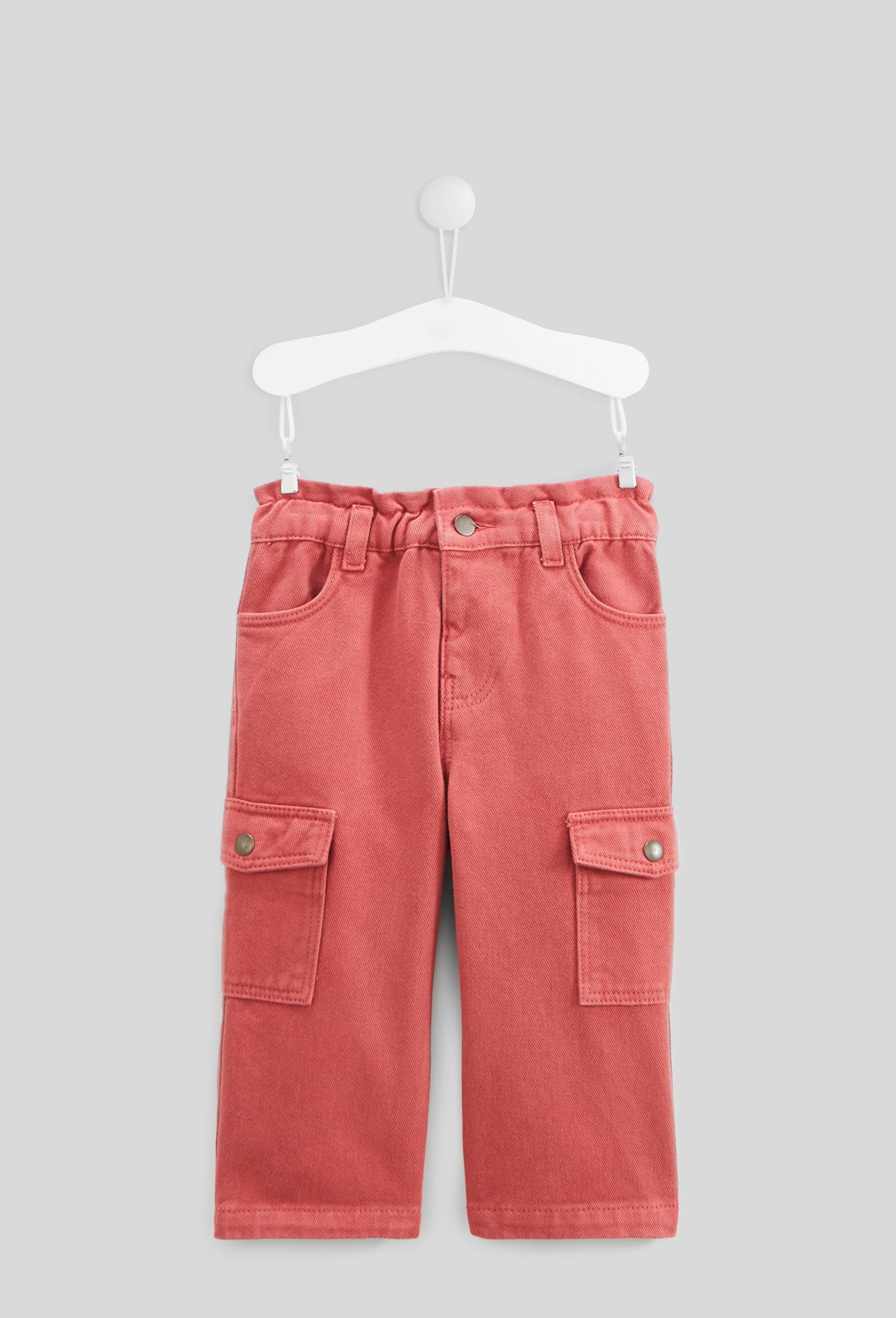 Pantalon uni en twill avec poches côté, certifié OEKO-TEX, Rouge foncé, swatch image