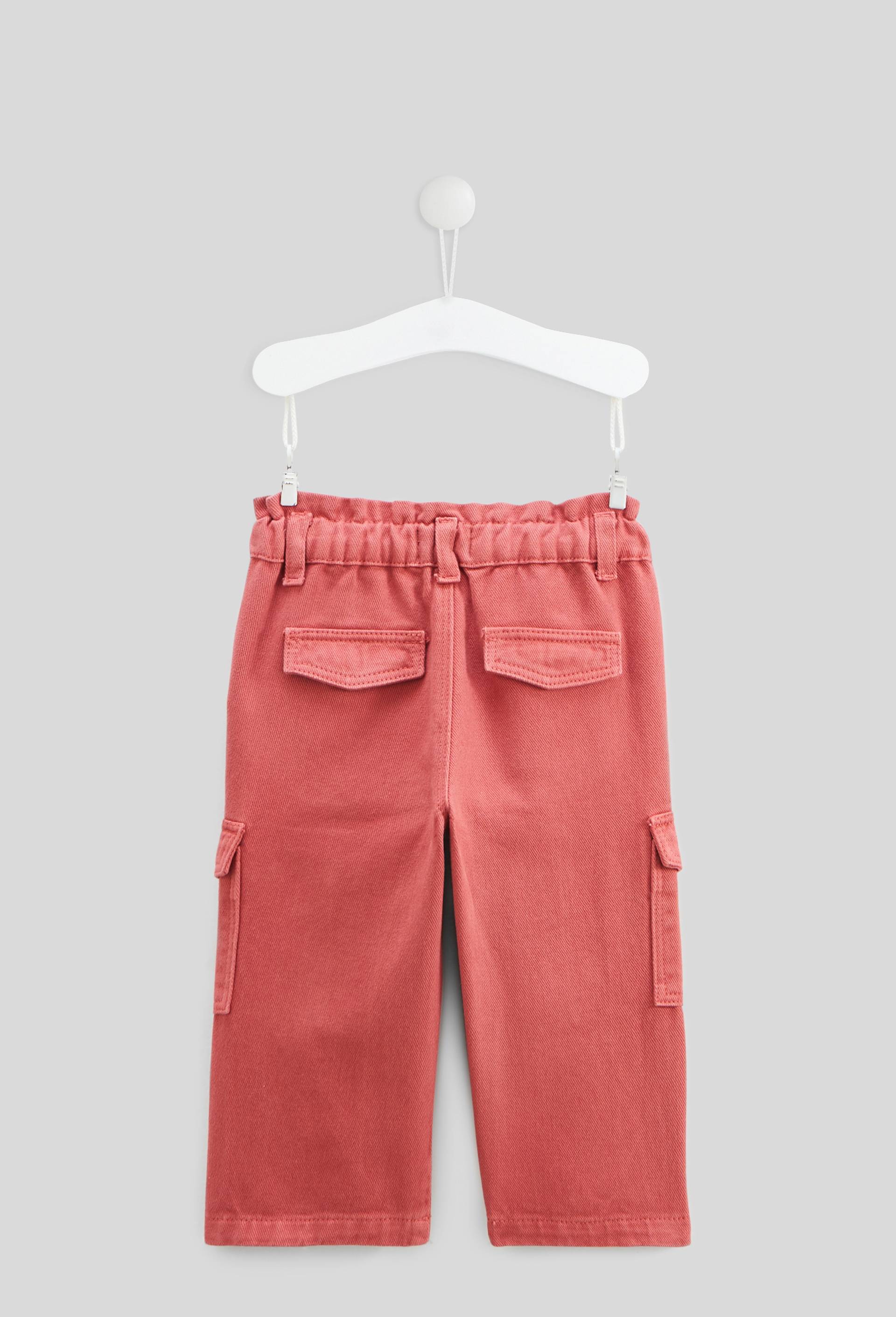 Pantalon uni en twill avec poches c&ocirc;t&eacute;, certifi&eacute; OEKO-TEX, Rouge fonc&eacute;, large image number 1