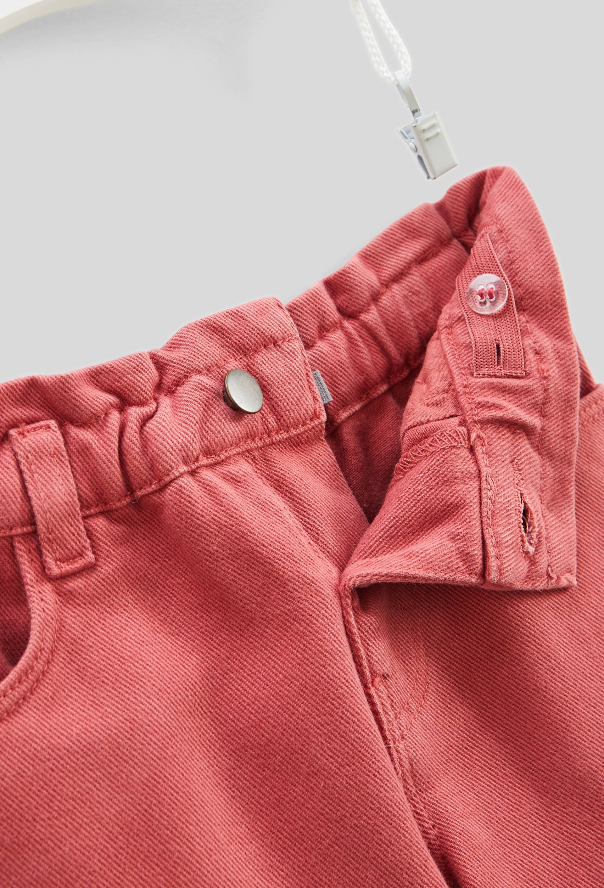 Pantalon uni en twill avec poches c&ocirc;t&eacute;, certifi&eacute; OEKO-TEX, Rouge fonc&eacute;, large image number 2