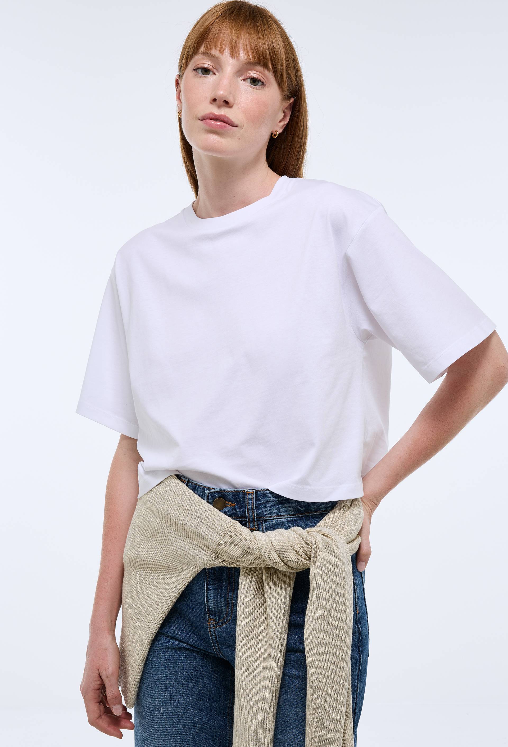 T-shirt court uni en coton BIO GOTS, Blanc, large image number 0