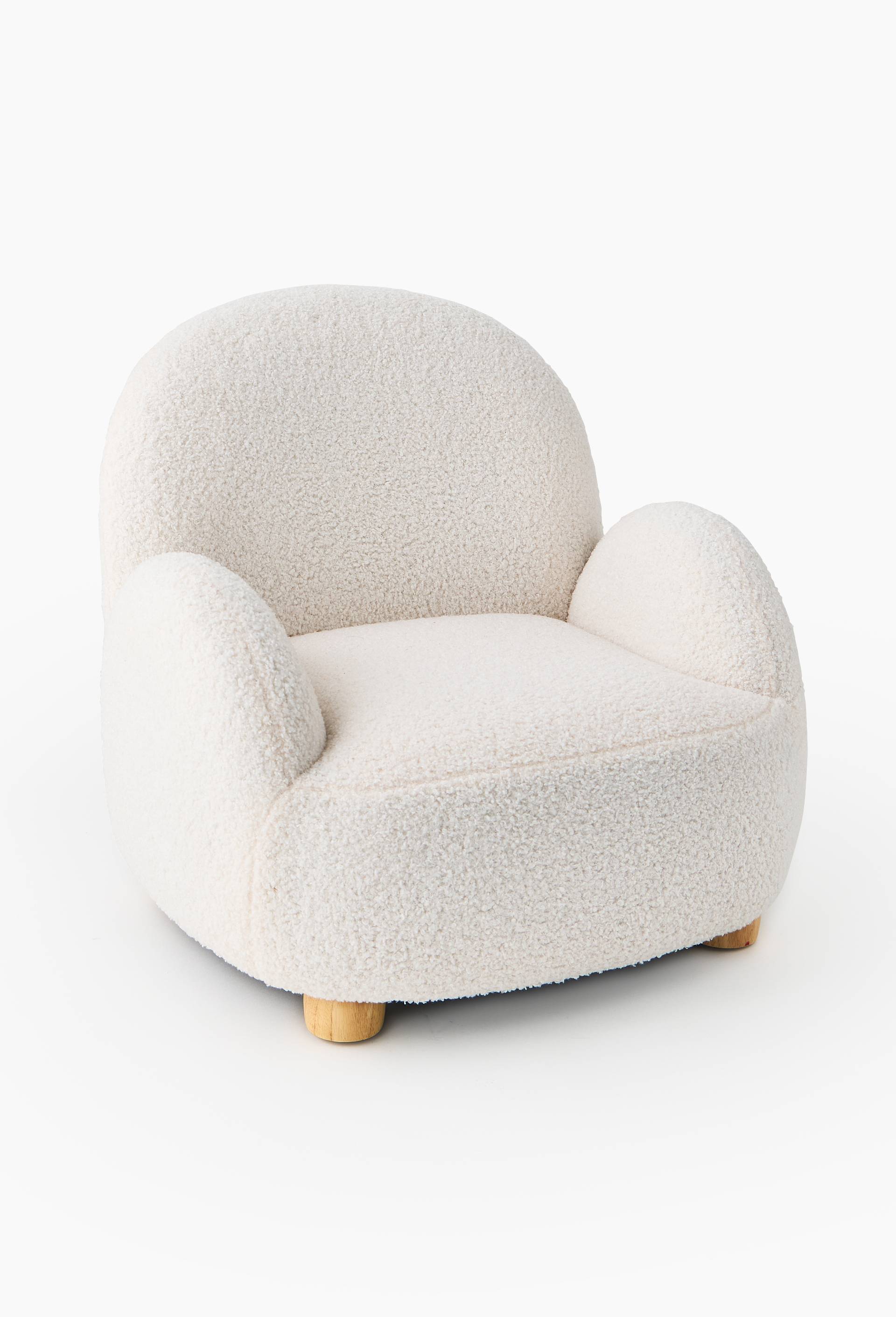 Fauteuil enfant, 55.5 x 57 x 55cm, en polyester et bois d'H&eacute;v&eacute;a, Ecru, large image number 0.0