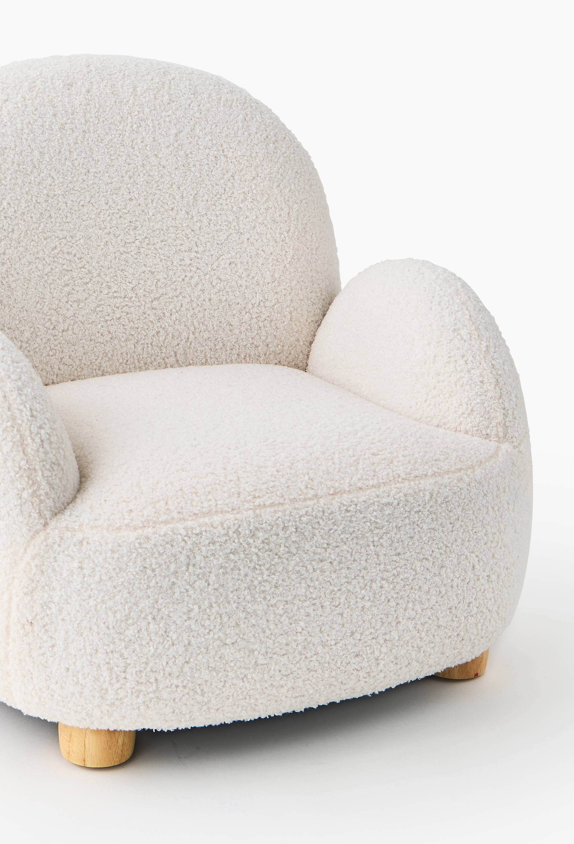 Fauteuil enfant, 55.5 x 57 x 55cm, en polyester et bois d'H&eacute;v&eacute;a, Ecru, large image number 1