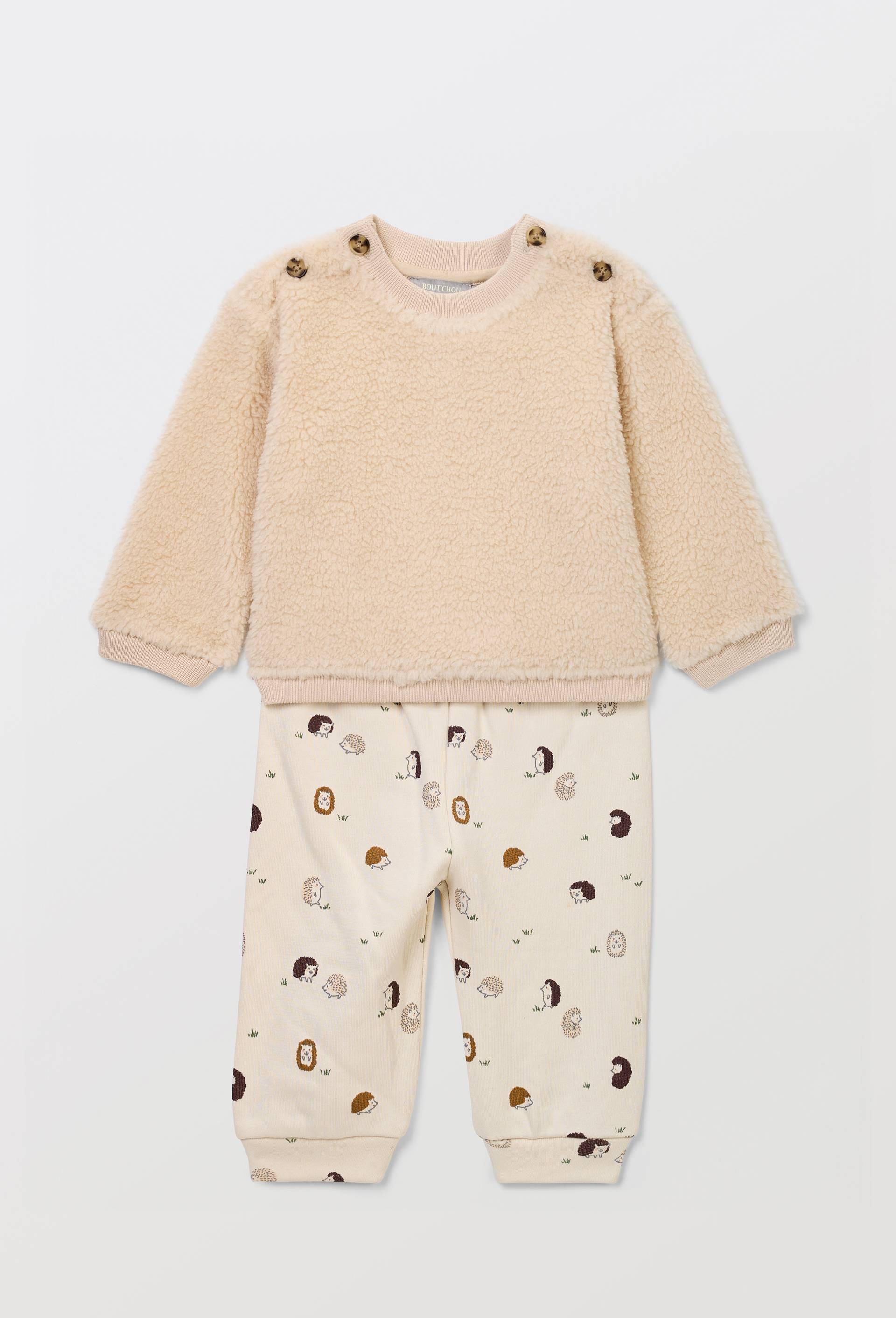 Ensemble sweat en sherpa et legging, Beige clair, large image number 0
