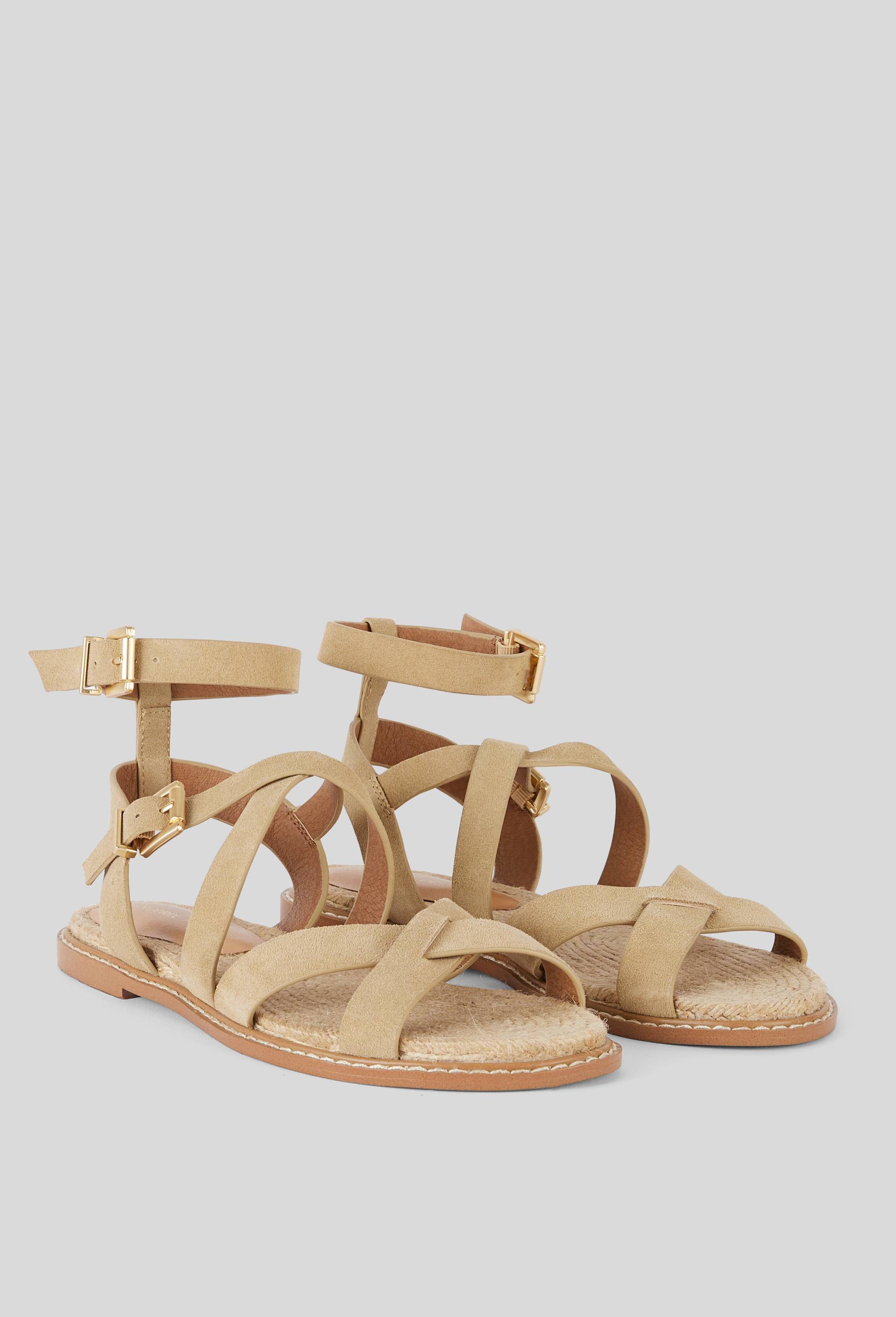 Sandales semelle corde, cuir responsable, Brun clair, large image number 1