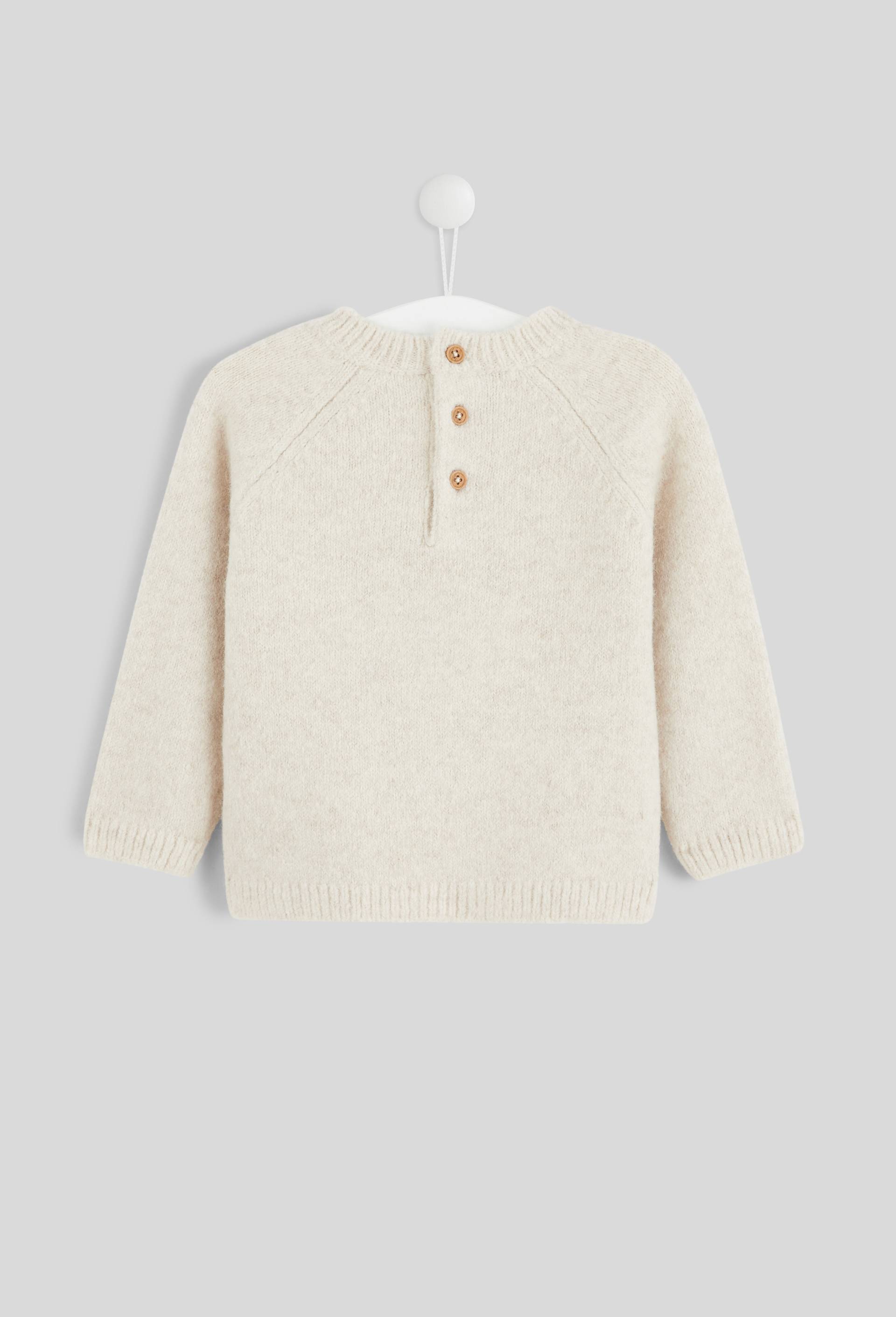 Pull manches longues col rond intarsia imprim&eacute;, certifi&eacute; OEKO-TEX, Beige, large image number 1