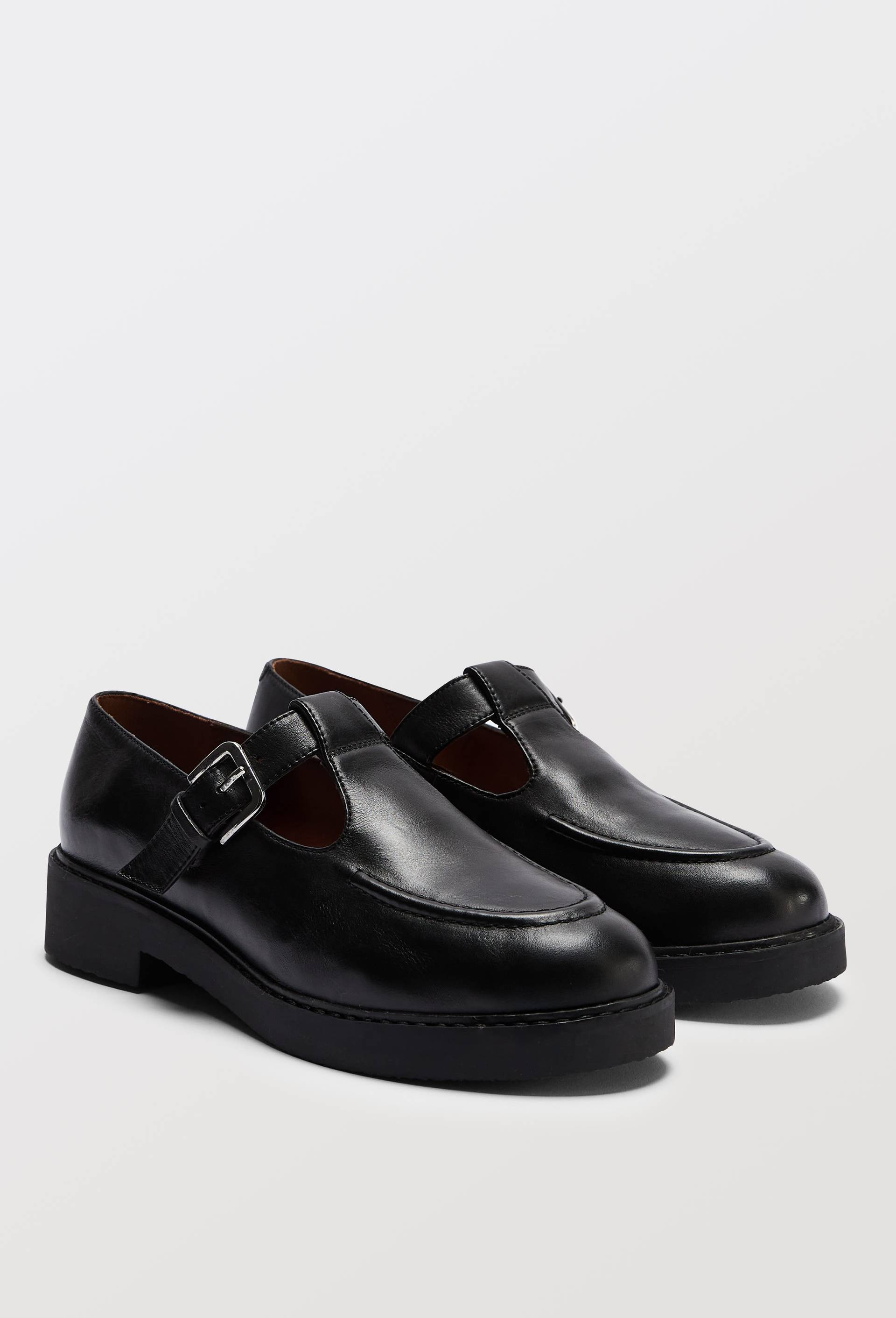 Derbies en cuir lisse, Noir, large image number 1.0