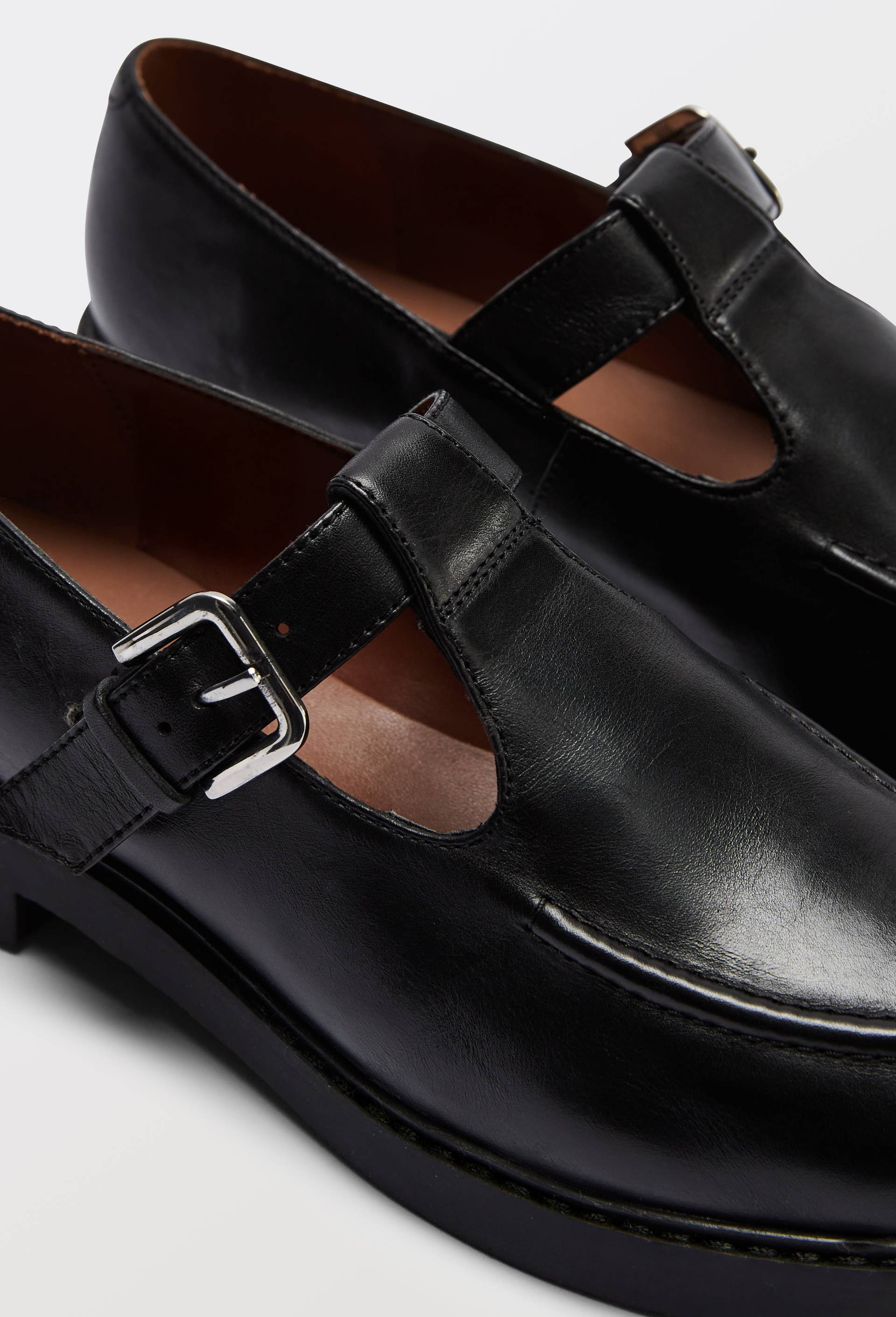 Derbies en cuir lisse, Noir, large image number 2