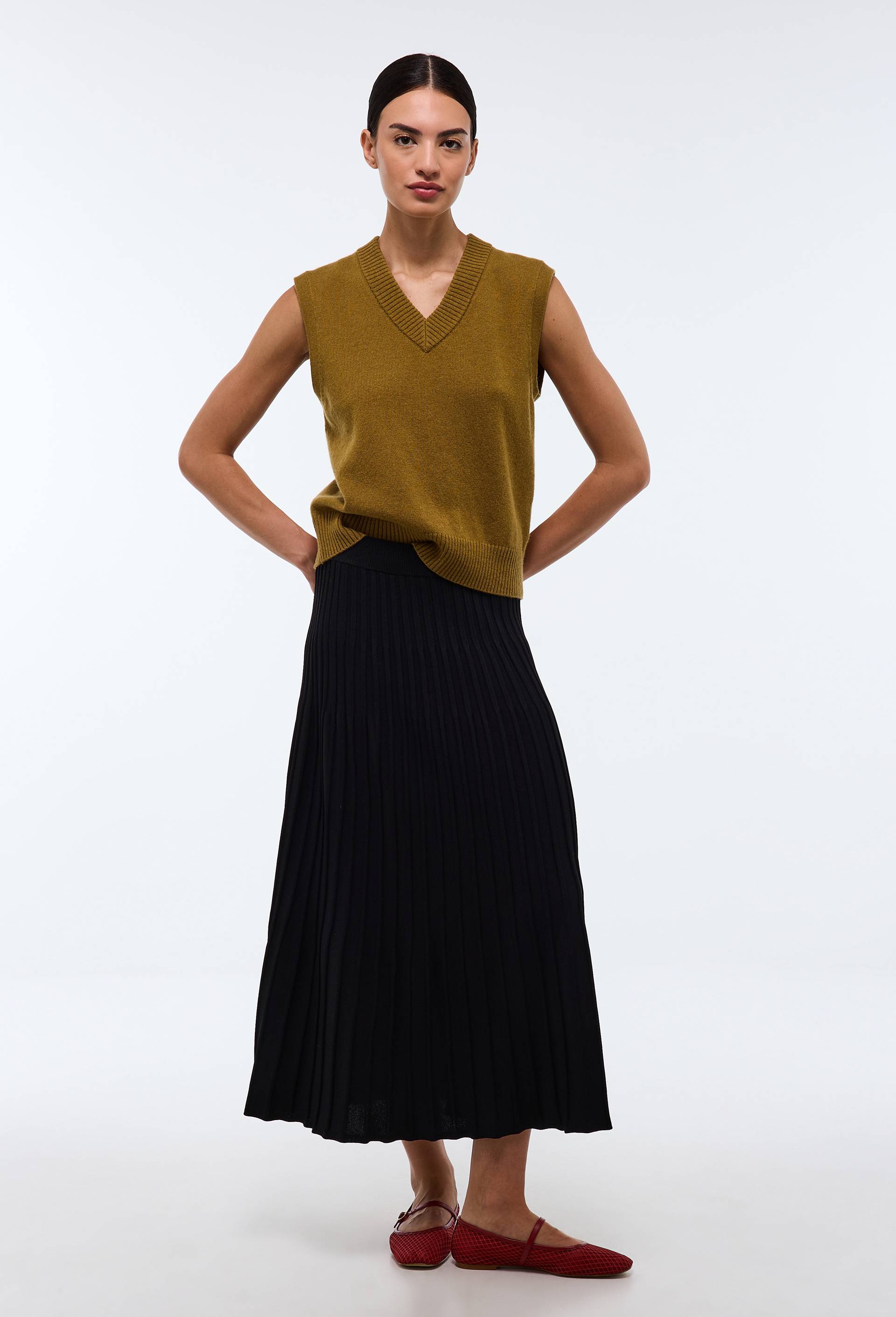 Jupe midi en maille, Noir, large image number 0.0