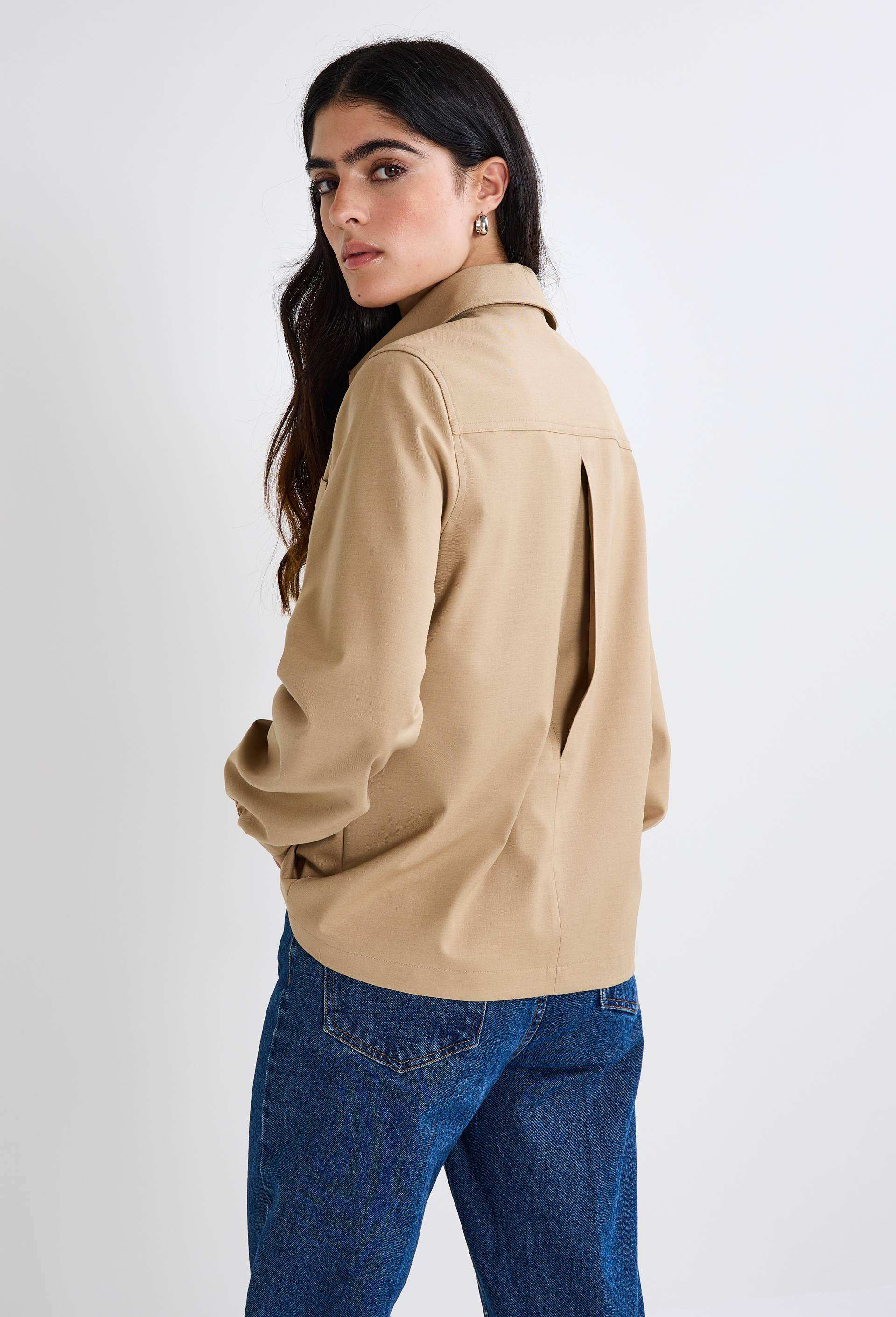 Blouse manches longues unie, Beige, large image number 1