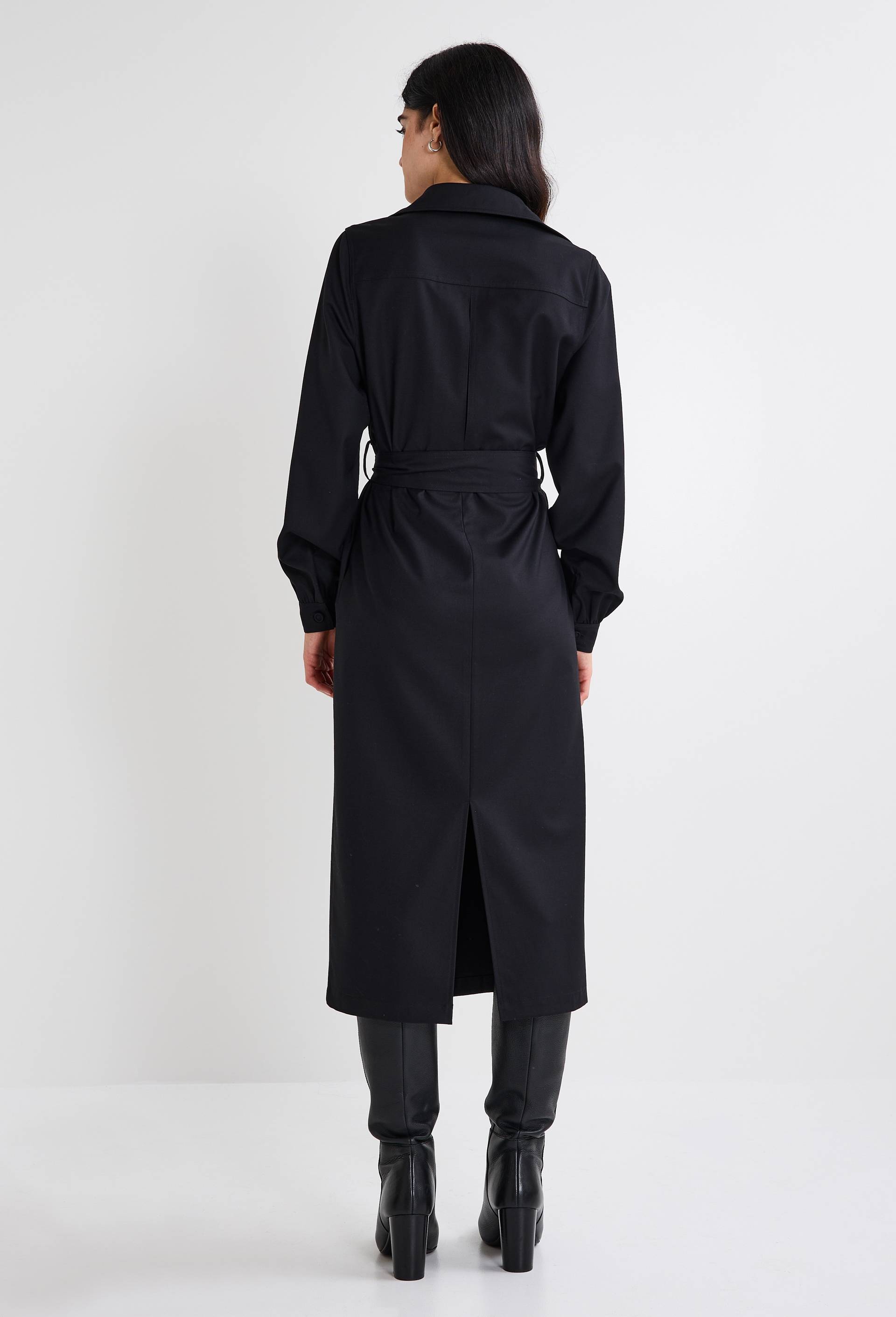 Robe cintr&eacute;e unie, Noir, large image number 1