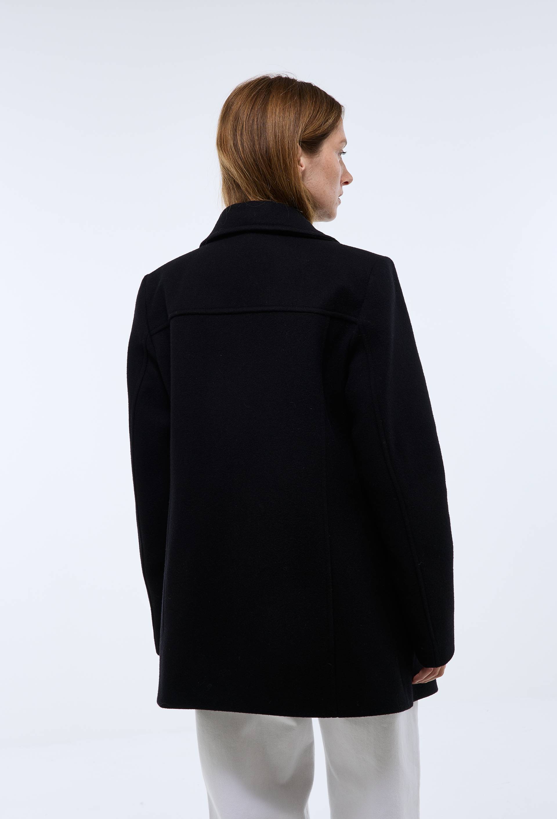 Caban court double boutonnage contenant de la laine, Noir, large image number 1
