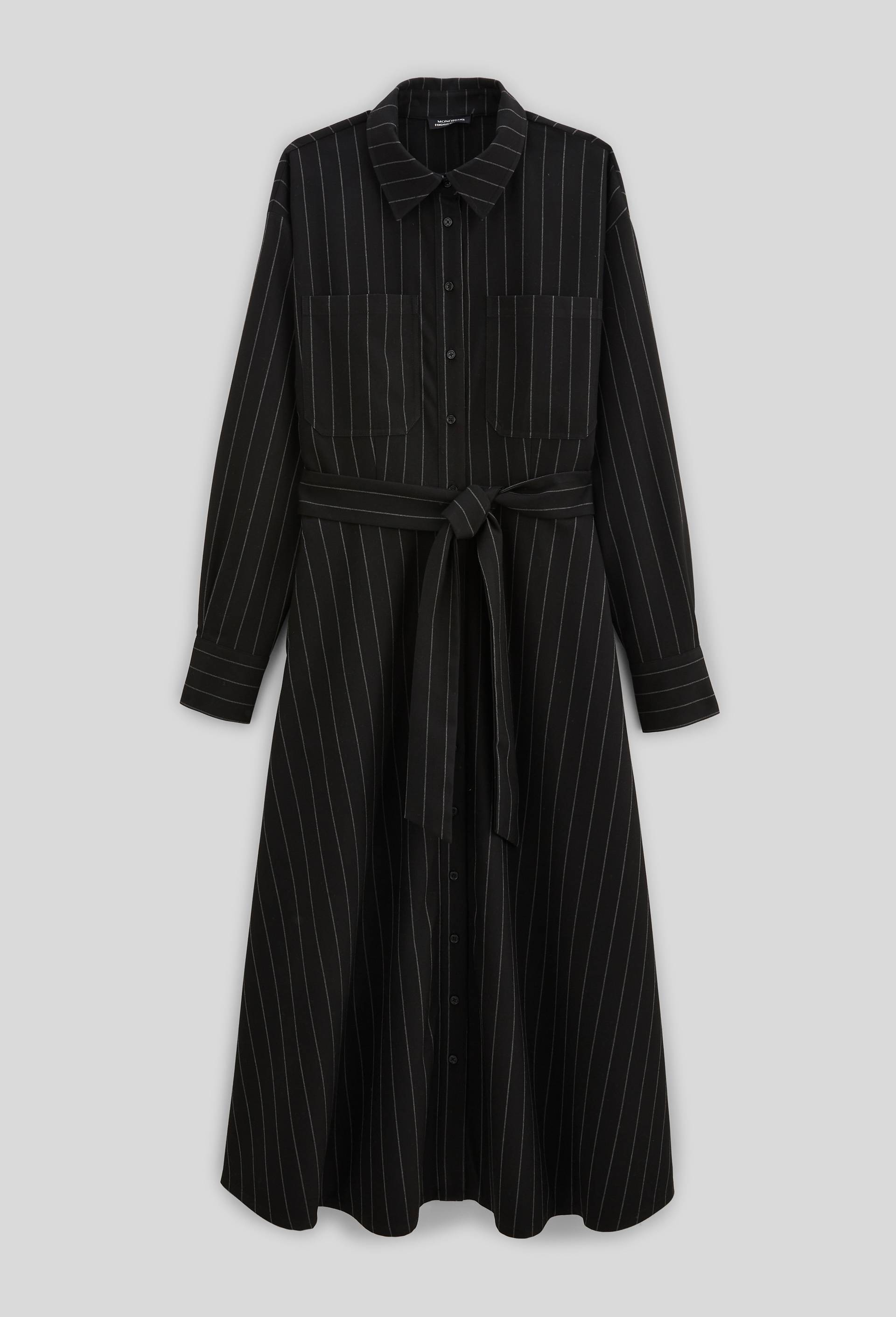 Robe cintr&eacute;e ray&eacute;e, Noir, large image number 2