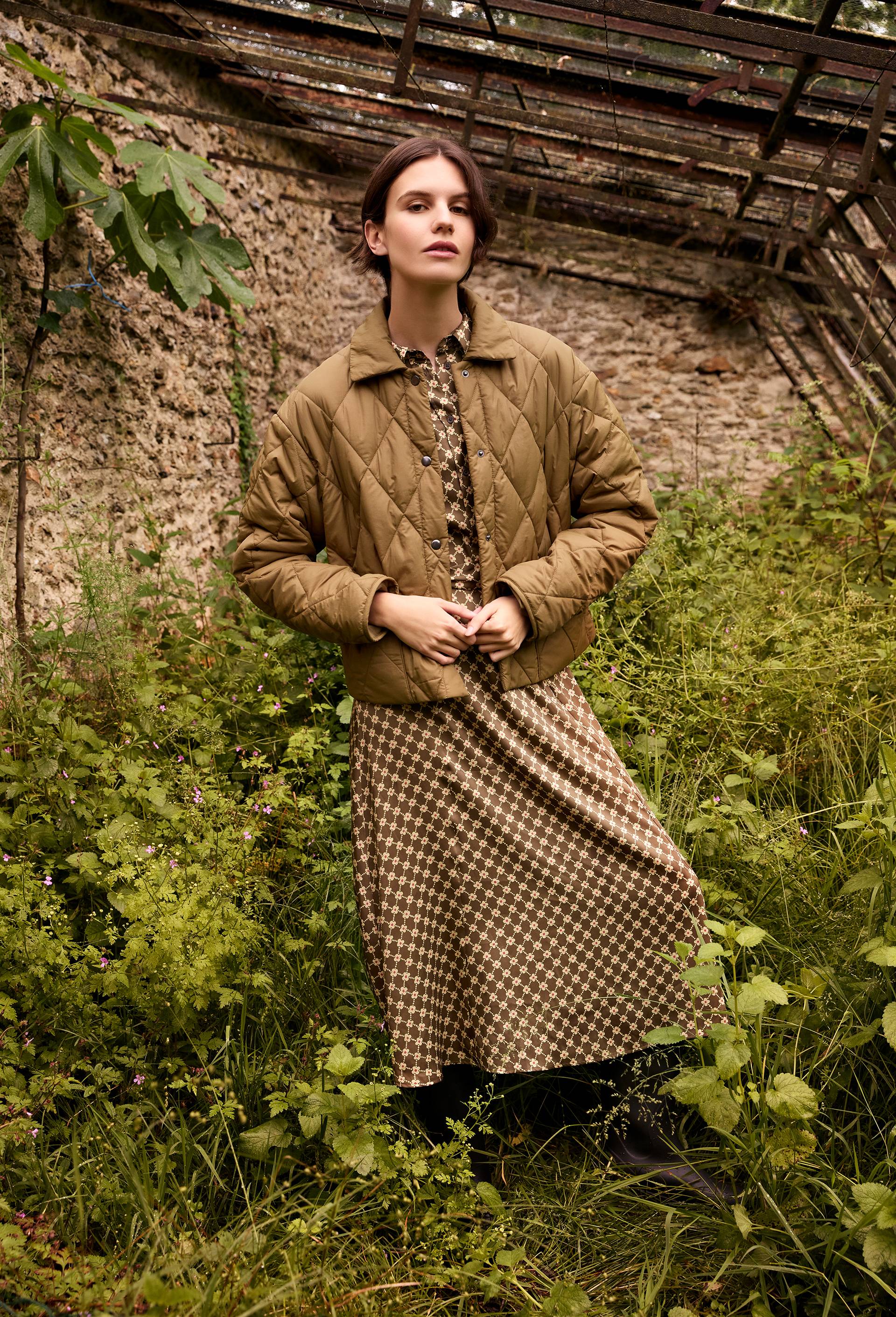 Robe midi imprim&eacute;e, Vert fonc&eacute;, large image number 0