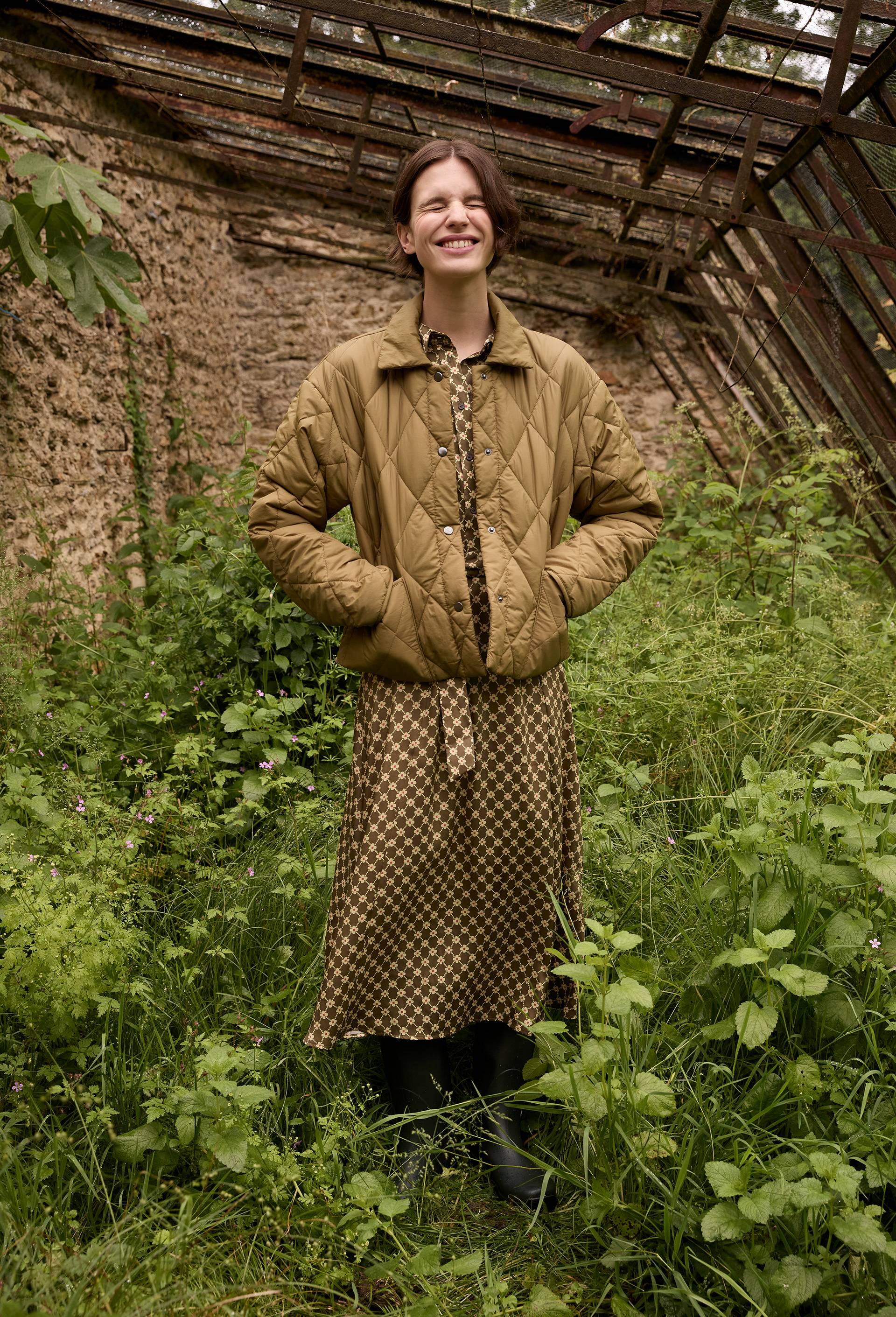 Robe midi imprim&eacute;e, Vert fonc&eacute;, large image number 1