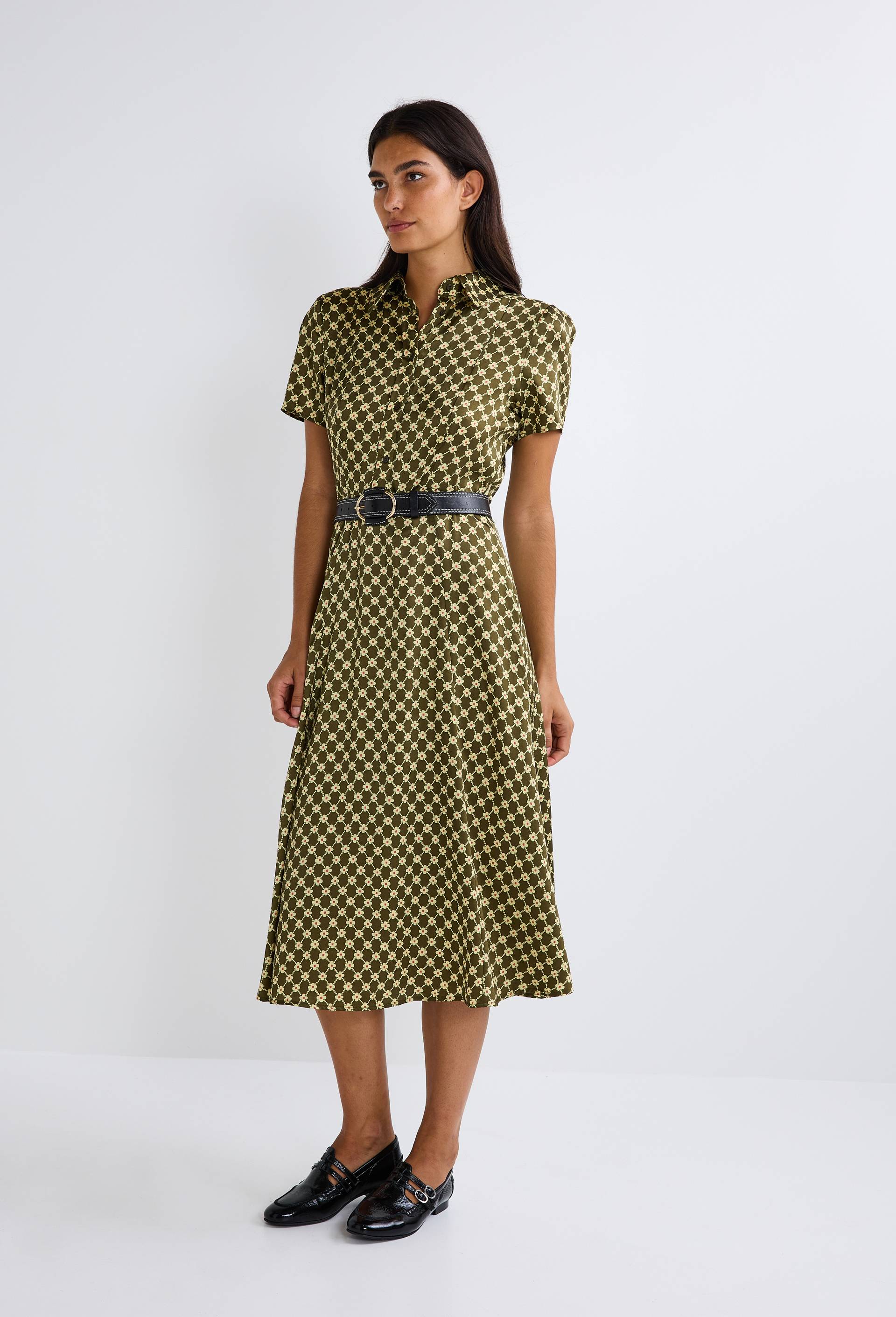 Robe midi imprim&eacute;e, Vert fonc&eacute;, large image number 3