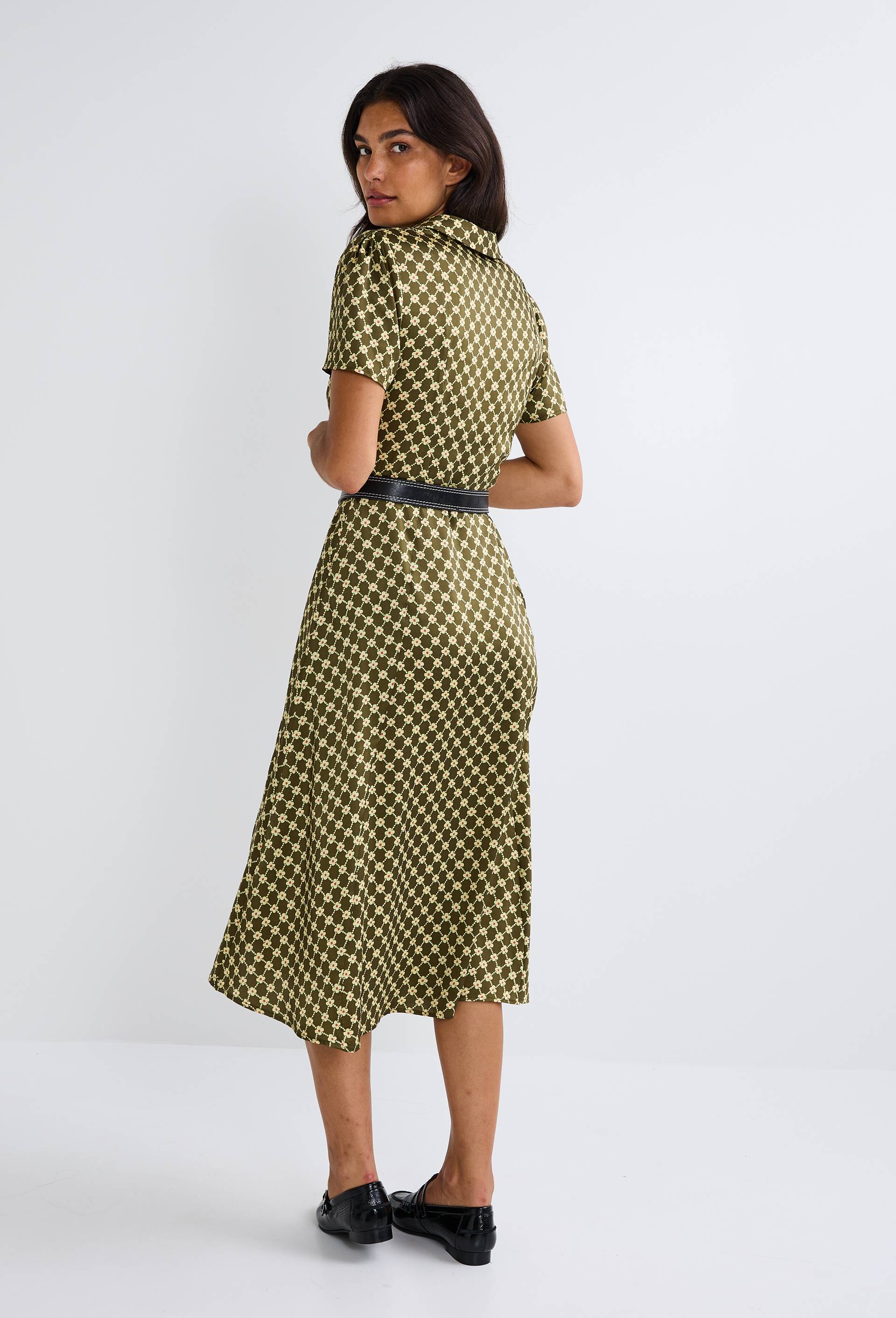 Robe midi imprim&eacute;e, Vert fonc&eacute;, large image number 4