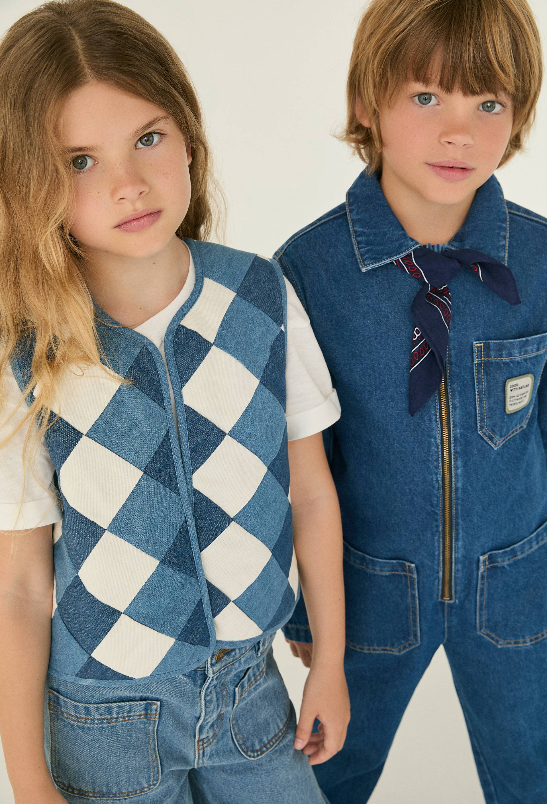 Gilet sans manches effet patchwork, Bleu, large image number 0