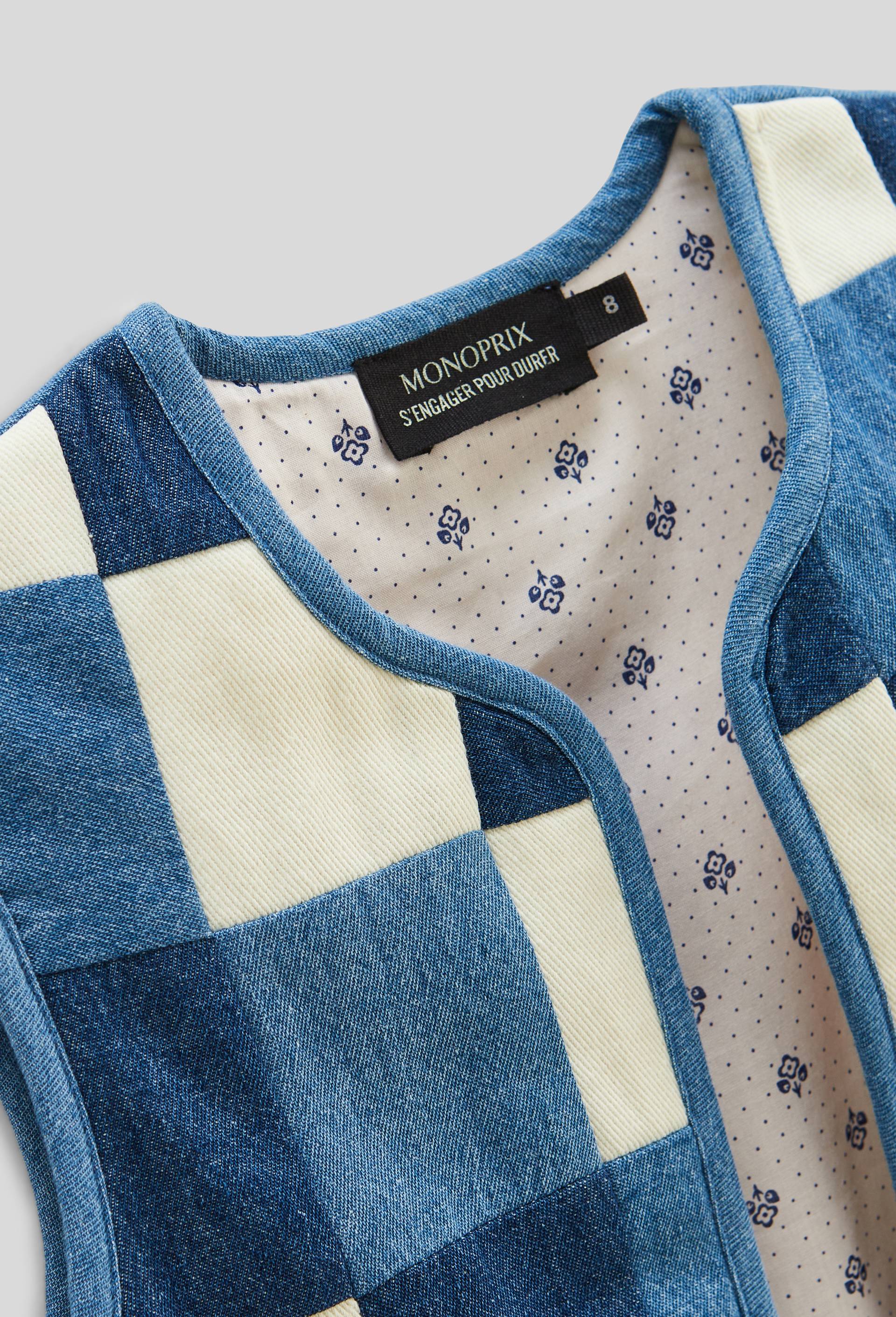 Gilet sans manches effet patchwork, Bleu, large image number 3