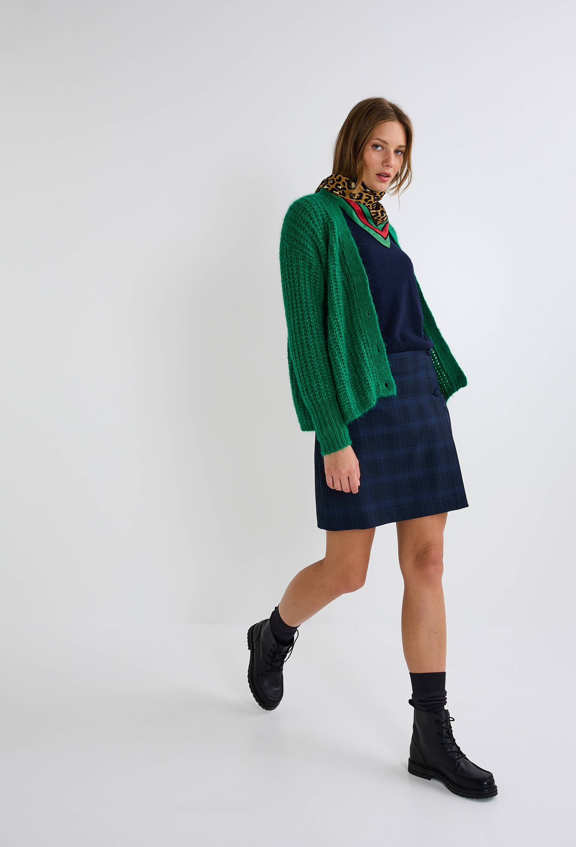 Cardigan large boutonn&eacute; contenant de l'alpaga, Vert, large image number 1
