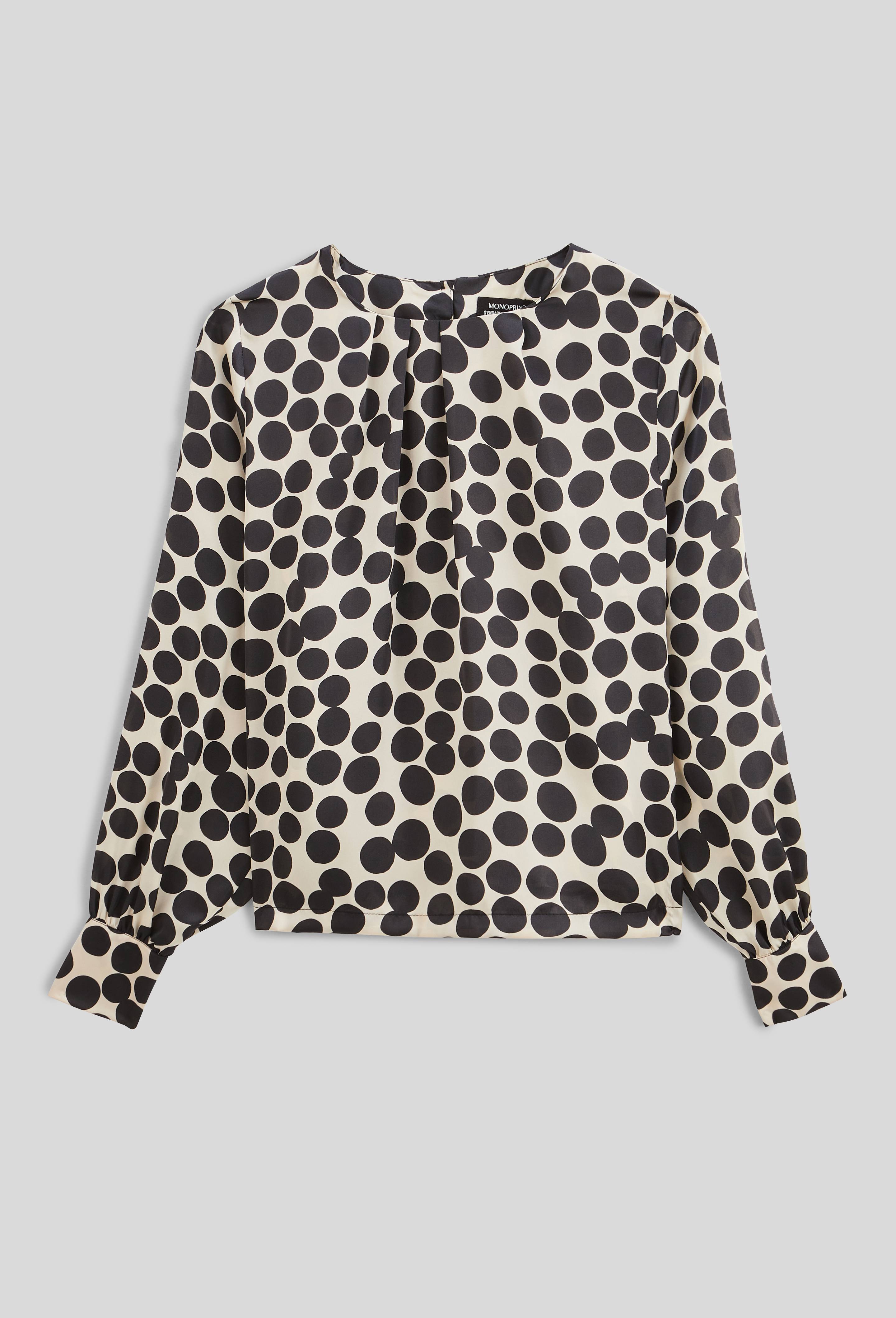 Blouse manches longues imprim&eacute;e, Ecru, large image number 3.0