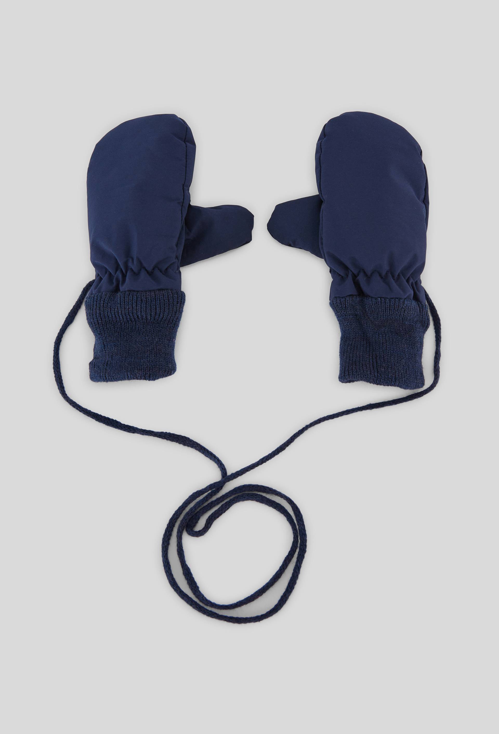 Moufles unies &agrave; lien, Bleu fonc&eacute;, swatch image