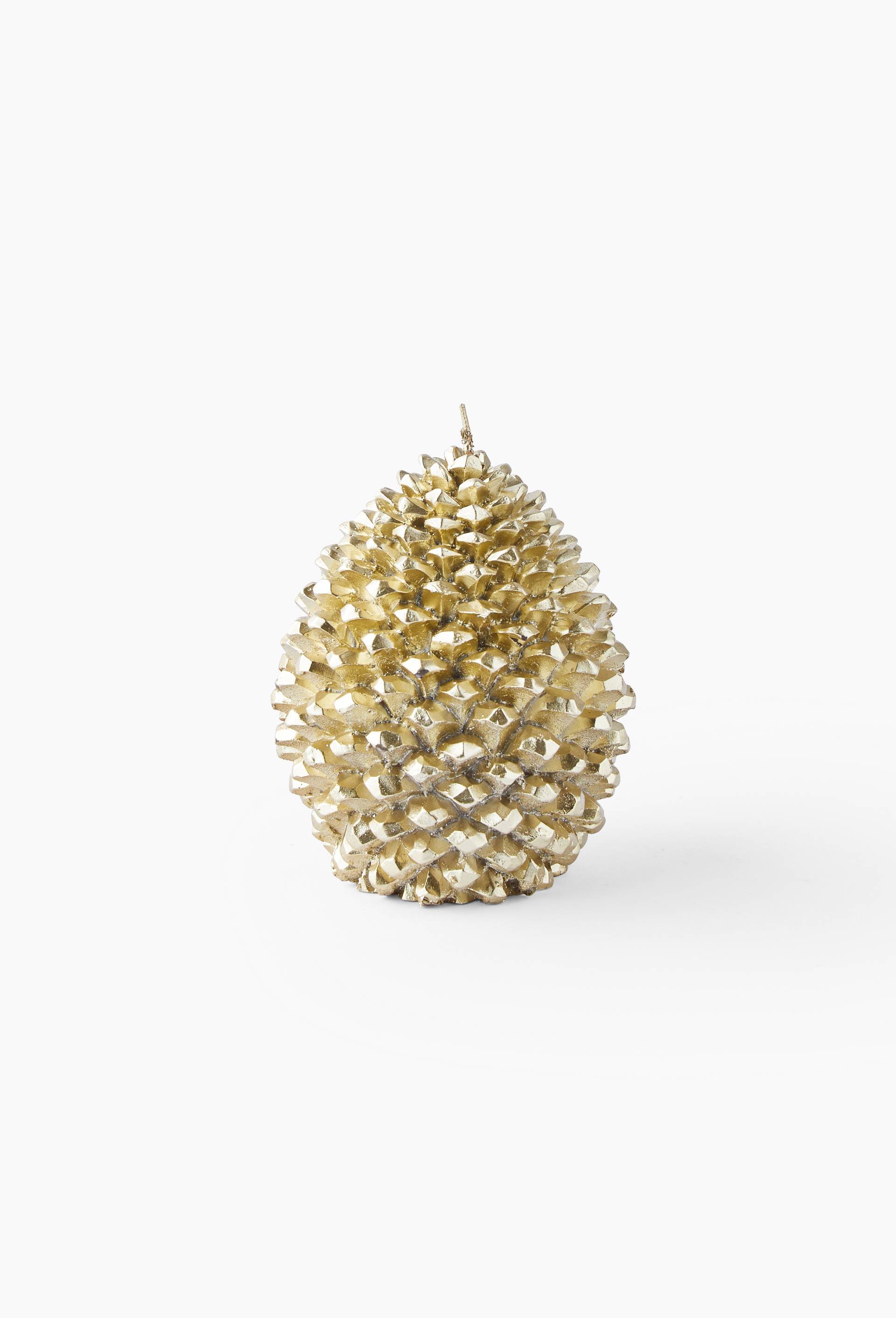 Bougie fantaisie pomme de pin, H10,5cm, en cire, Or, large image number 0