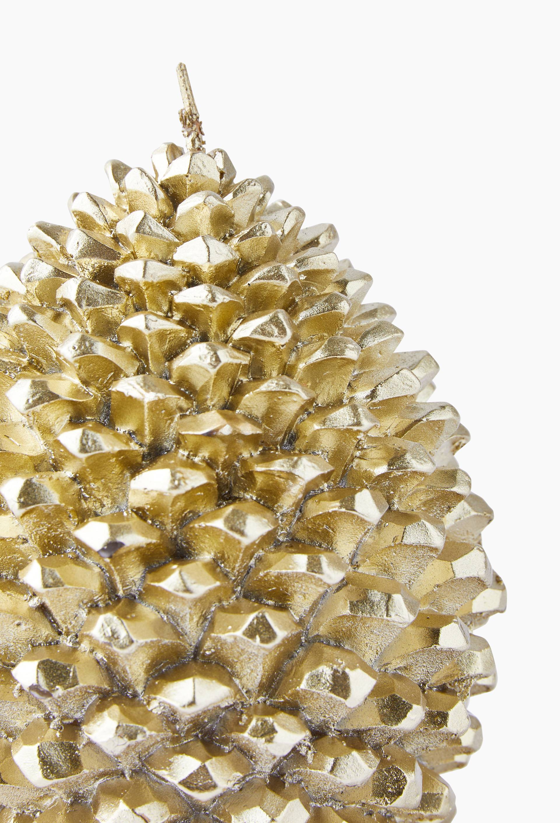 Bougie fantaisie pomme de pin, H10,5cm, en cire, Or, large image number 1