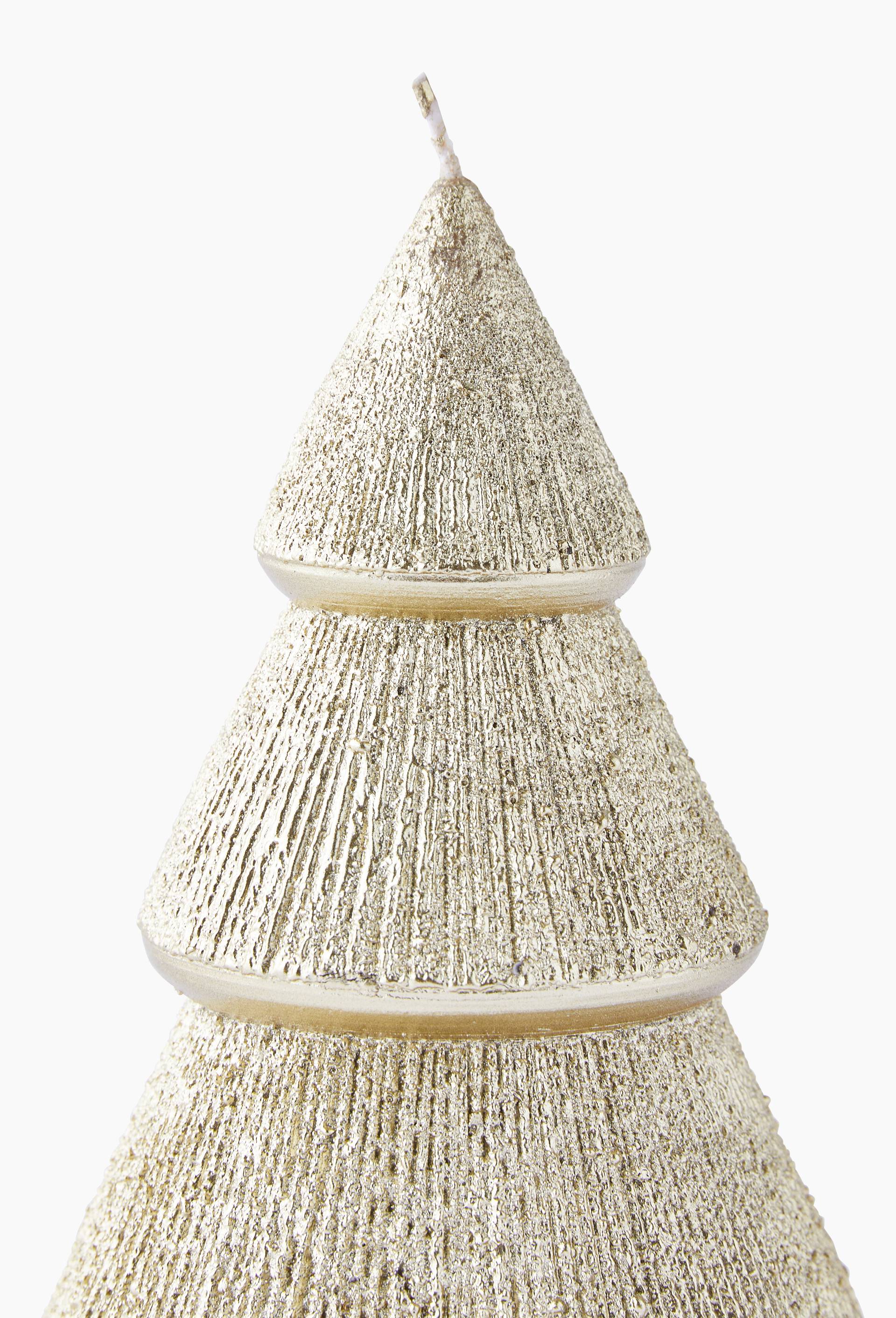 Bougie sapin paillettes, D9xH13,5 cm, en cire, Or, large image number 1