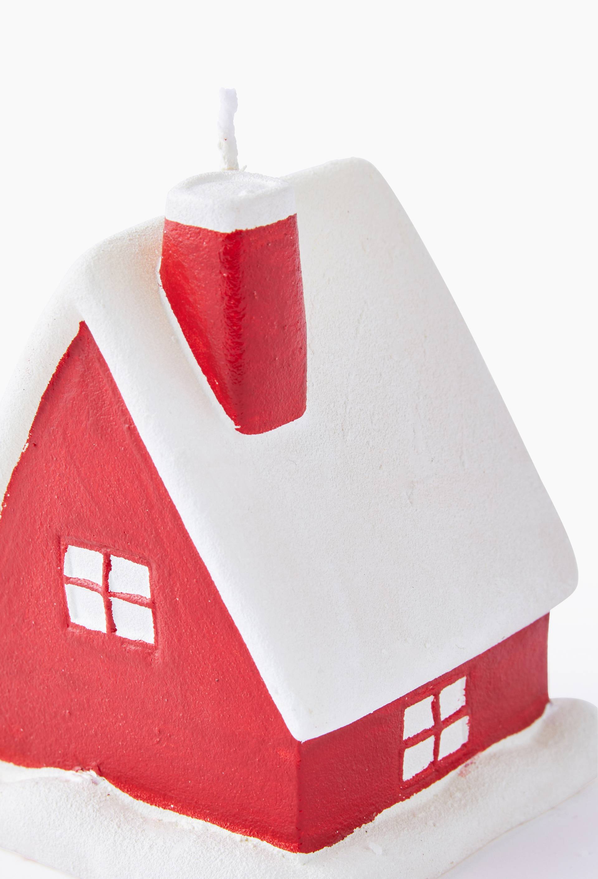 Bougie forme maison, H9,5cm, en cire, Rouge, large image number 1