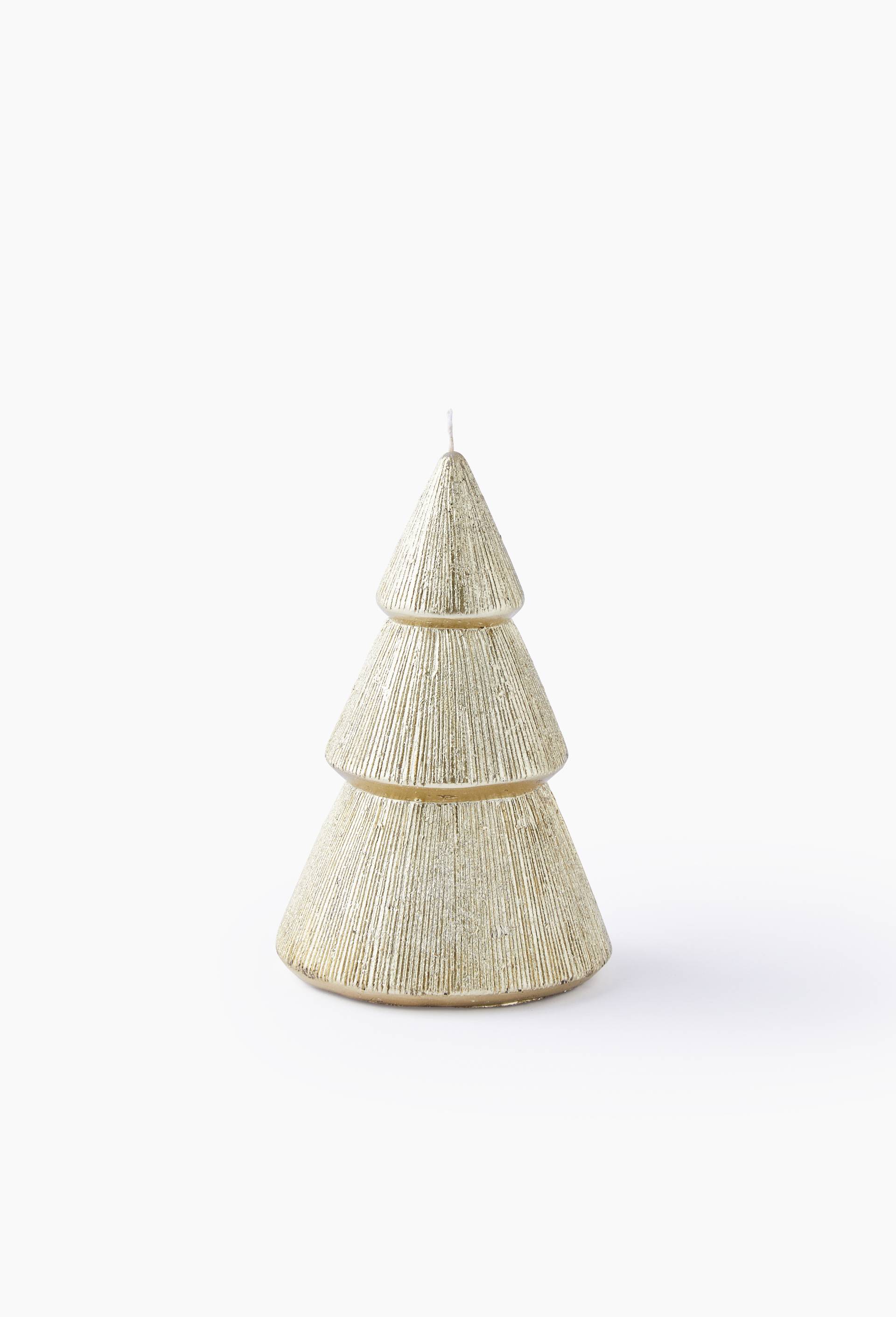 Bougie sapin paillettes,  H18 x D11.5 cm, en cire, Or, large image number 0