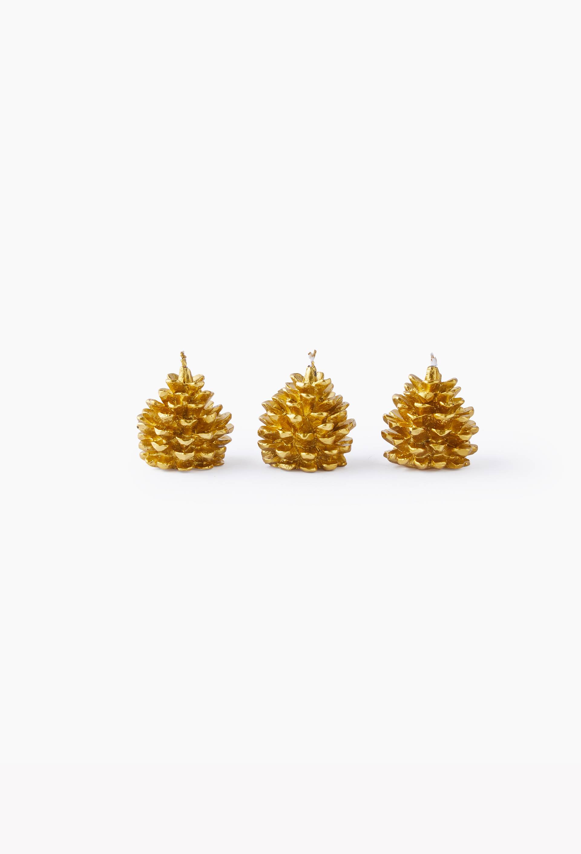 Set de 3 chauffe plat forme pomme de pin,  17 x6.5x 8 cm, en cire, Rouge, large image number 0