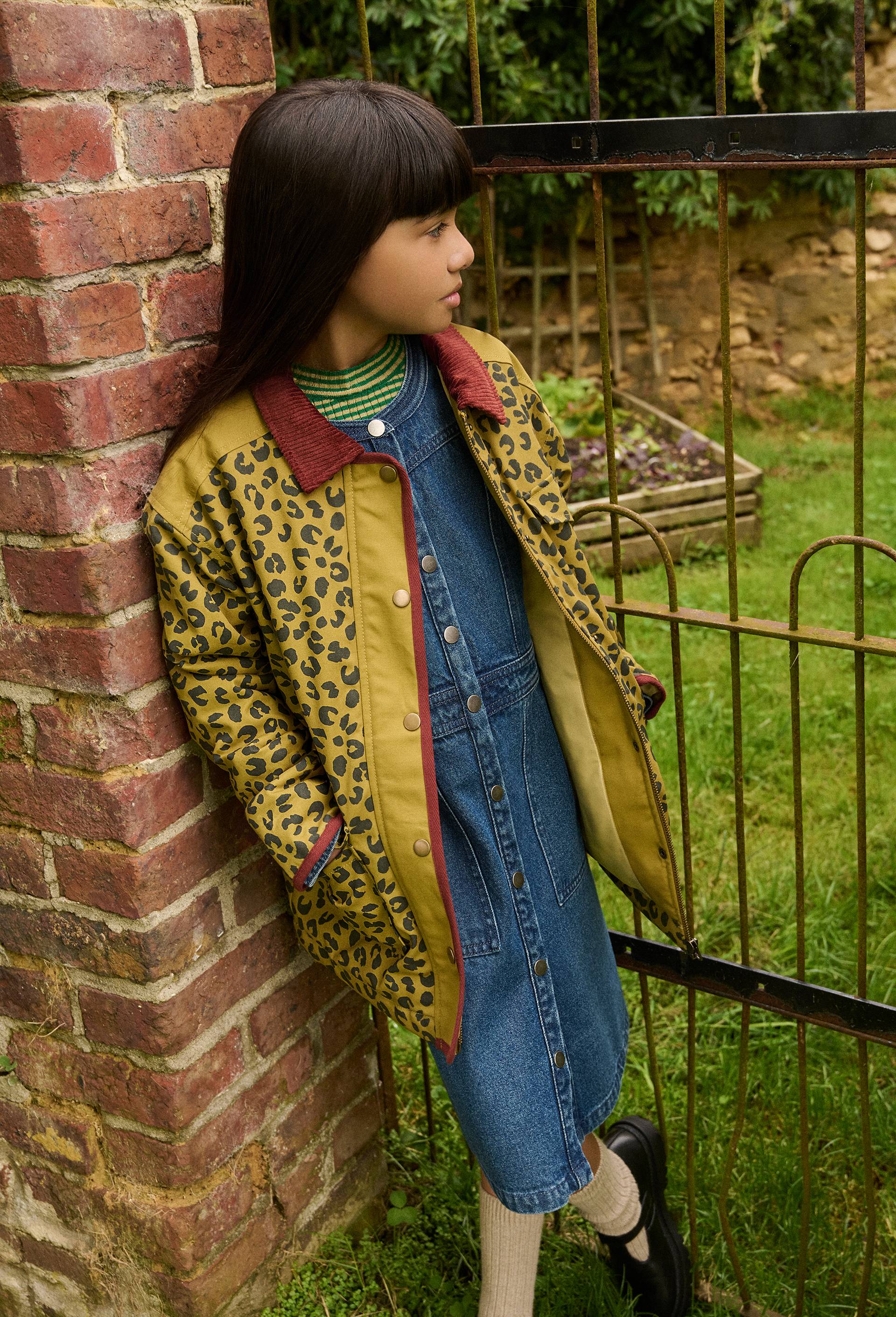 Veste imprim&eacute;e bi-mati&egrave;re &agrave; d&eacute;tails en velours, Jaune fonc&eacute;, large image number 1.0