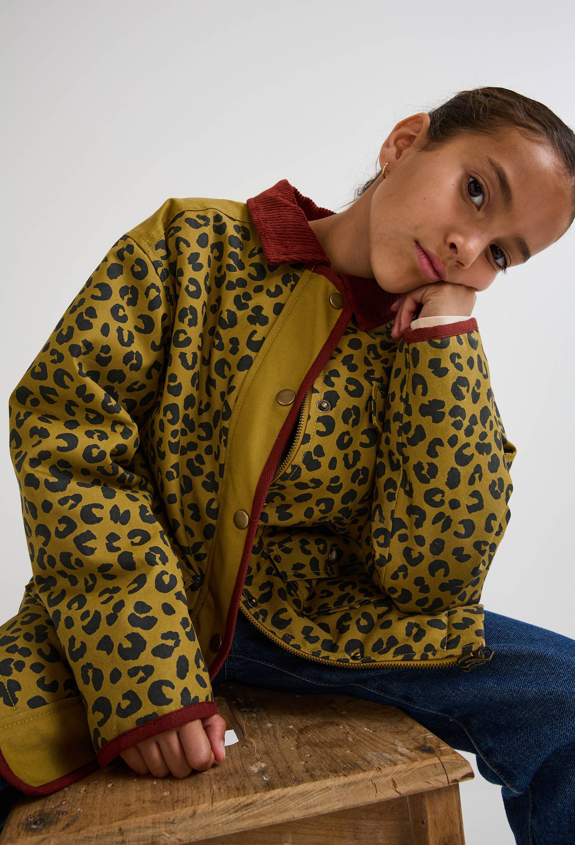 Veste imprim&eacute;e bi-mati&egrave;re &agrave; d&eacute;tails en velours, Jaune fonc&eacute;, large image number 2