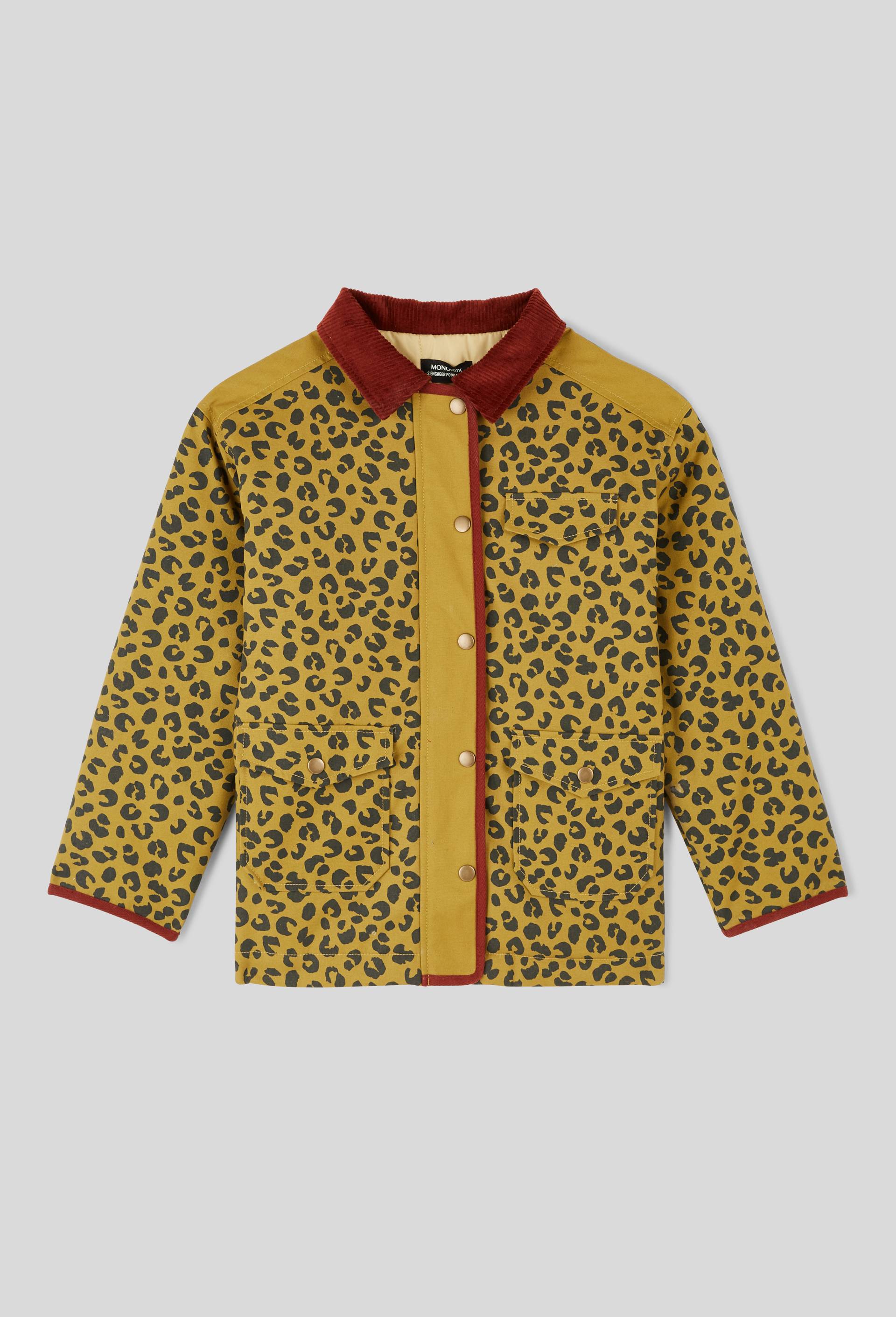 Veste imprim&eacute;e bi-mati&egrave;re &agrave; d&eacute;tails en velours, Jaune fonc&eacute;, large image number 4.0