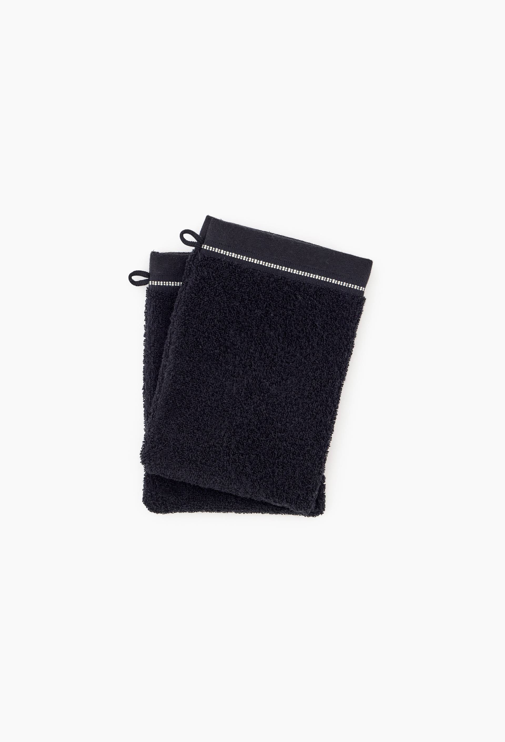 Lot de 2 gants de toilette, 15x21cm, en coton BIO GOTS, Noir, swatch image
