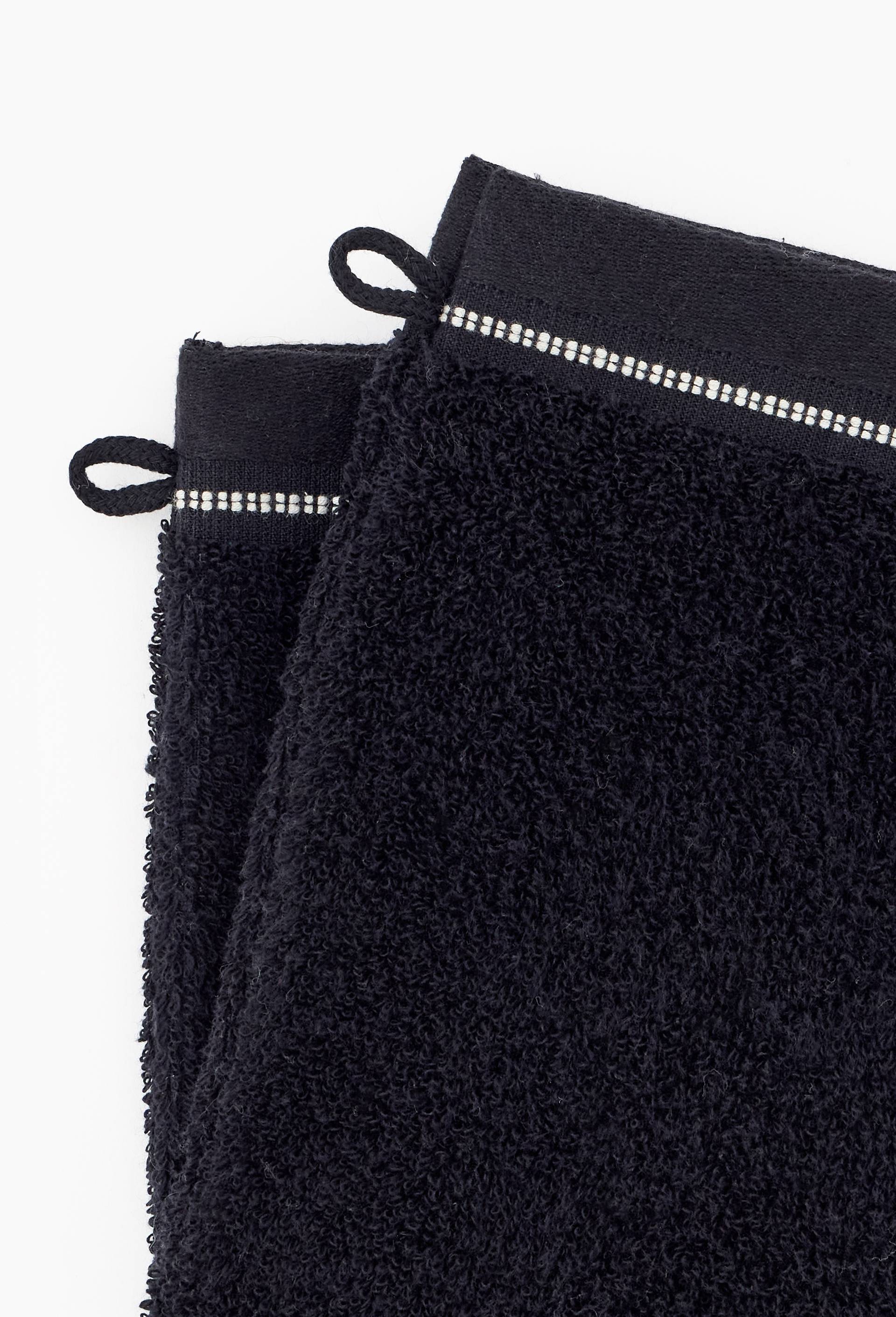Lot de 2 gants de toilette, 15x21cm, en coton BIO GOTS, Noir, large image number 1