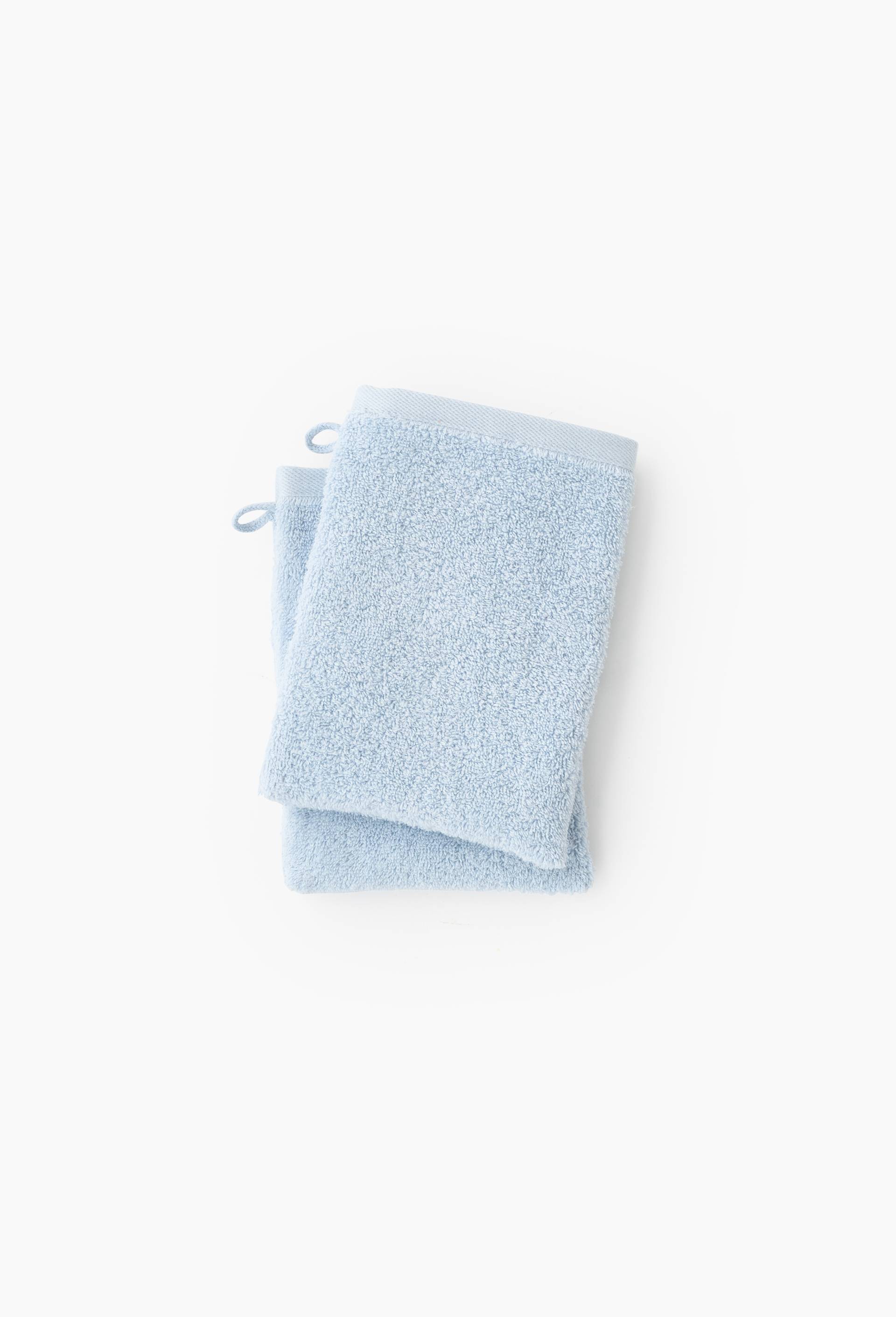 Lot de 2 gants de toilette, en coton BIO GOTS, Bleu clair, swatch image