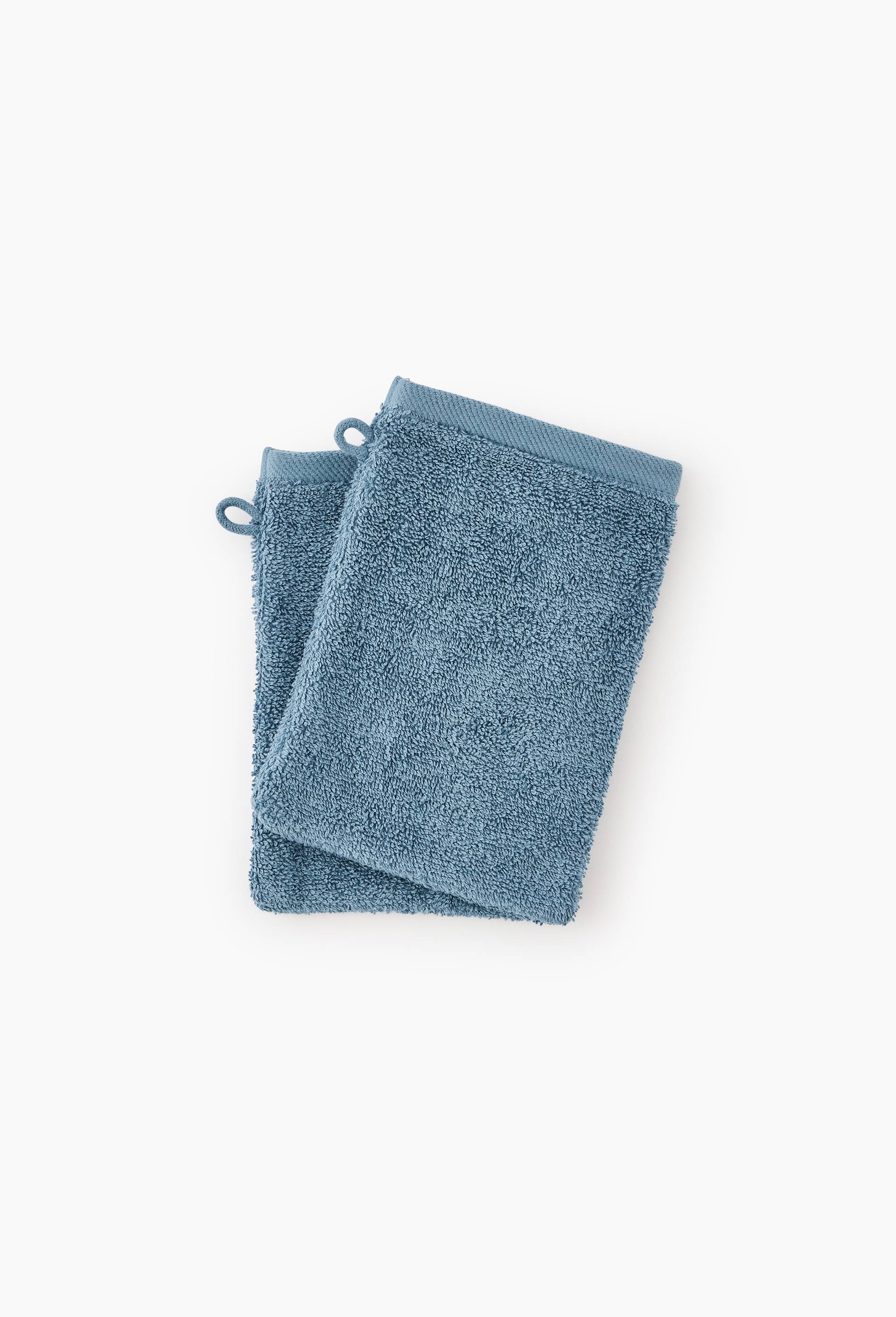 Lot de 2 gants de toilette, en coton BIO GOTS, Bleu, large image number 0