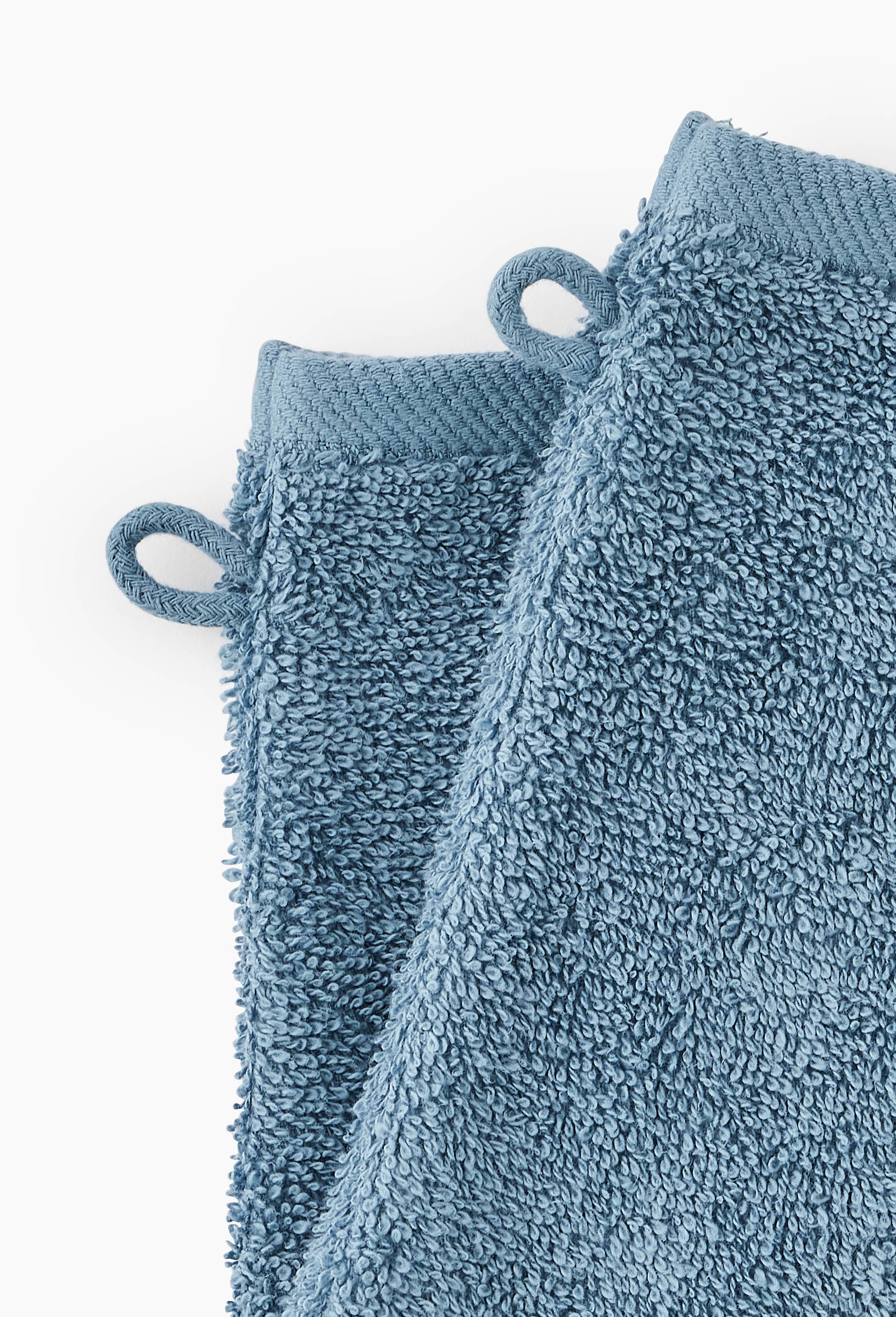Lot de 2 gants de toilette, en coton BIO GOTS, Bleu, large image number 1